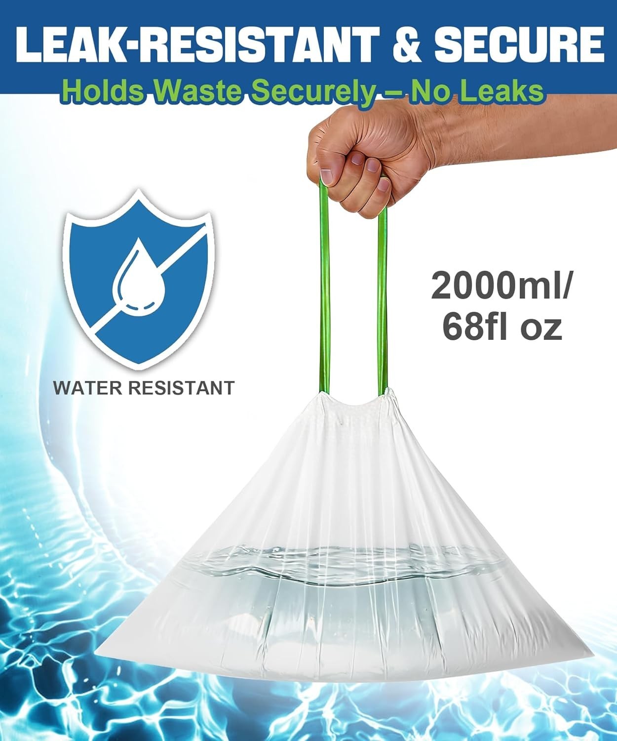 New Disposable Bedside Commode Liner Bags [Pack of 50]- Odor-Control Leak