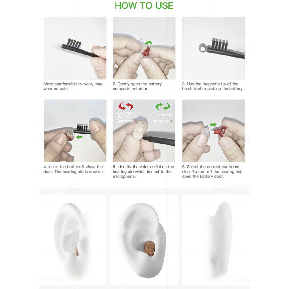 Mini Hearing Aids Sound Amplifier Device Enhancement Work 50hrs For Right Ear