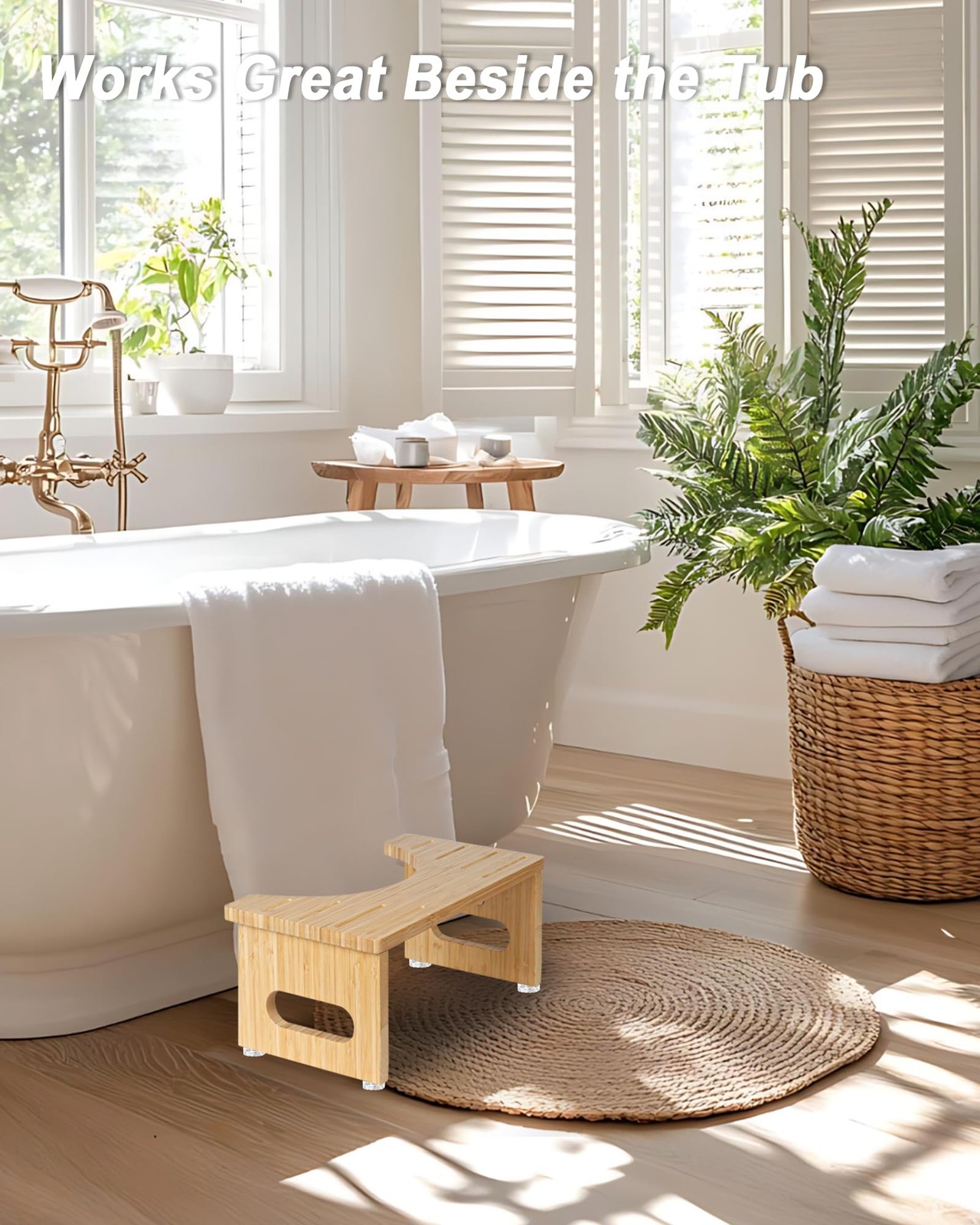 Yose Foldable Toilet Stool 7.5 Inches Bamboo Toilet Stool Squat For Adults