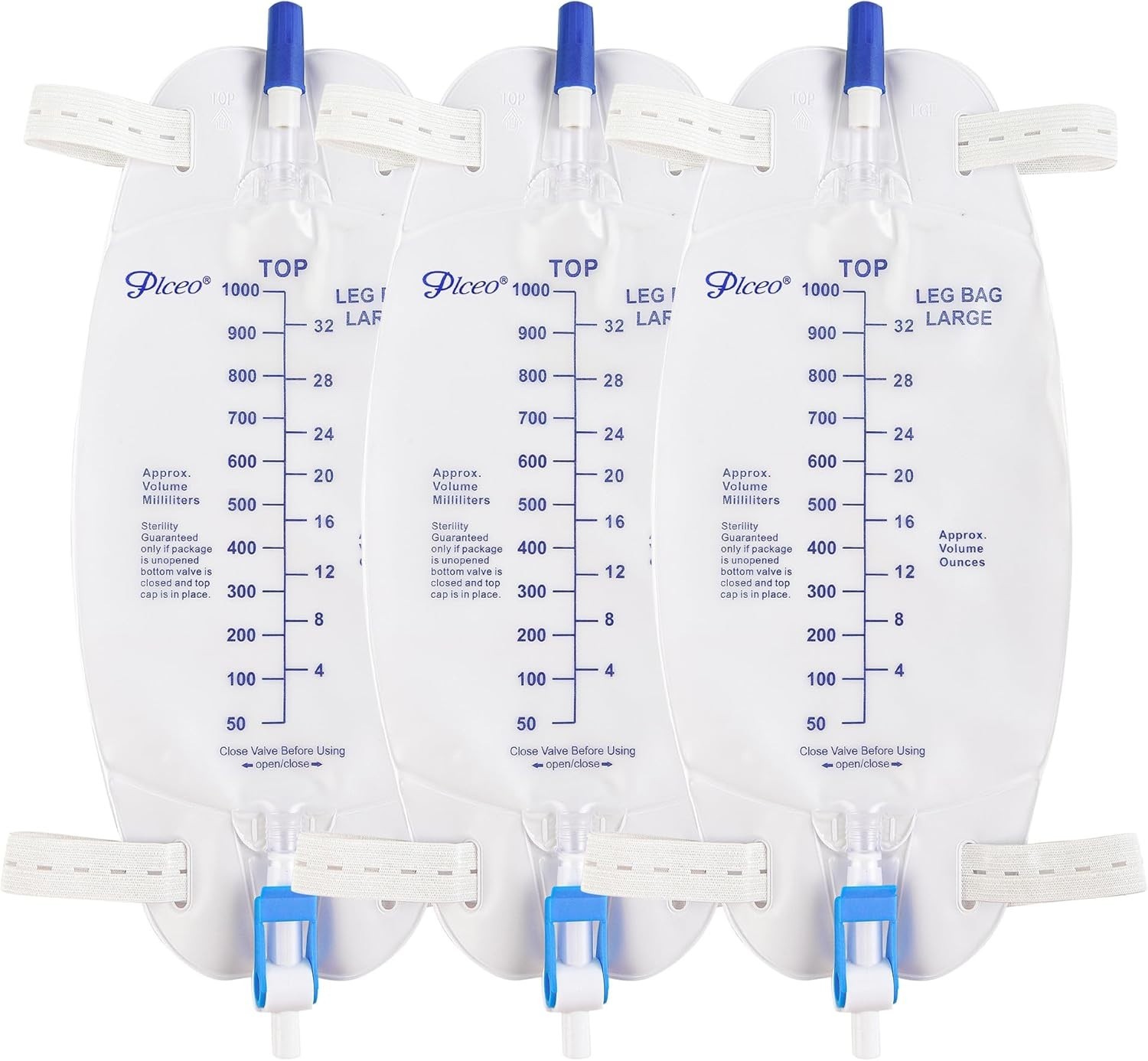 Easy-Tap Leg Bag Urinary Drainage Bag, 1000ml, Anti-Reflux Valve, Cloth Strap…