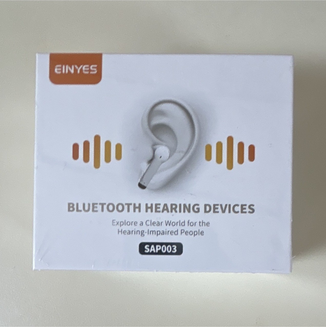 EINYES SAP003 Bluetooth ITE Hearing Aid Set White Rechargeable w/Charging Case