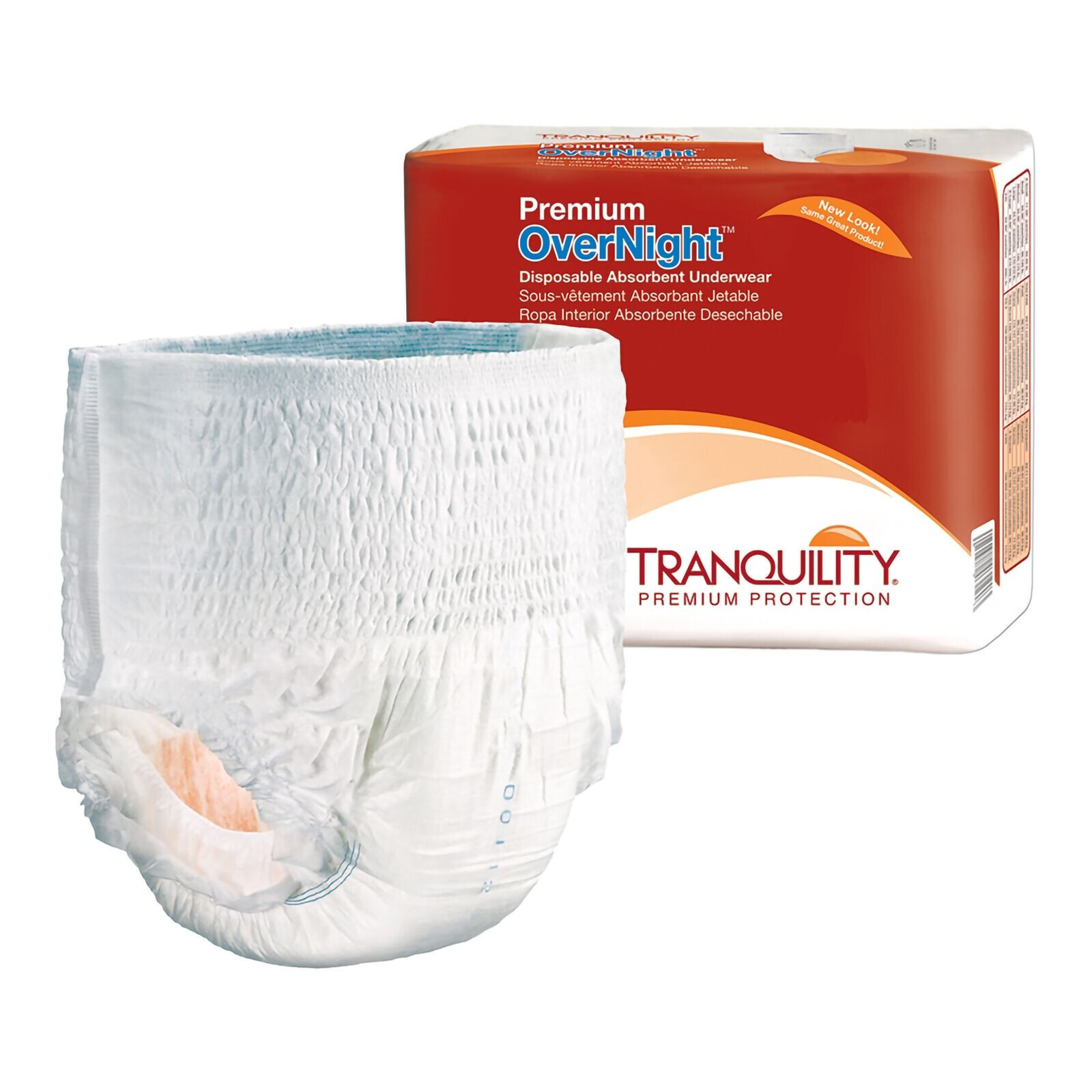 Tranquility Premium Overnight Underwear, LARGE, 44 to 54 Inch – 48/Pack
