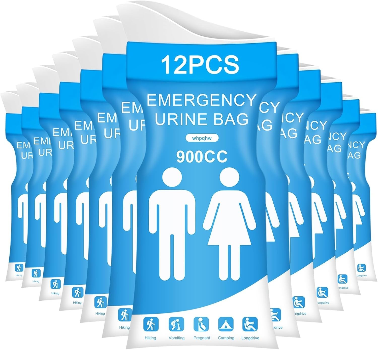 12PCS Disposable Urine Bags,Leakproof Emergency Pee Bag for Travel | 900ML Porta
