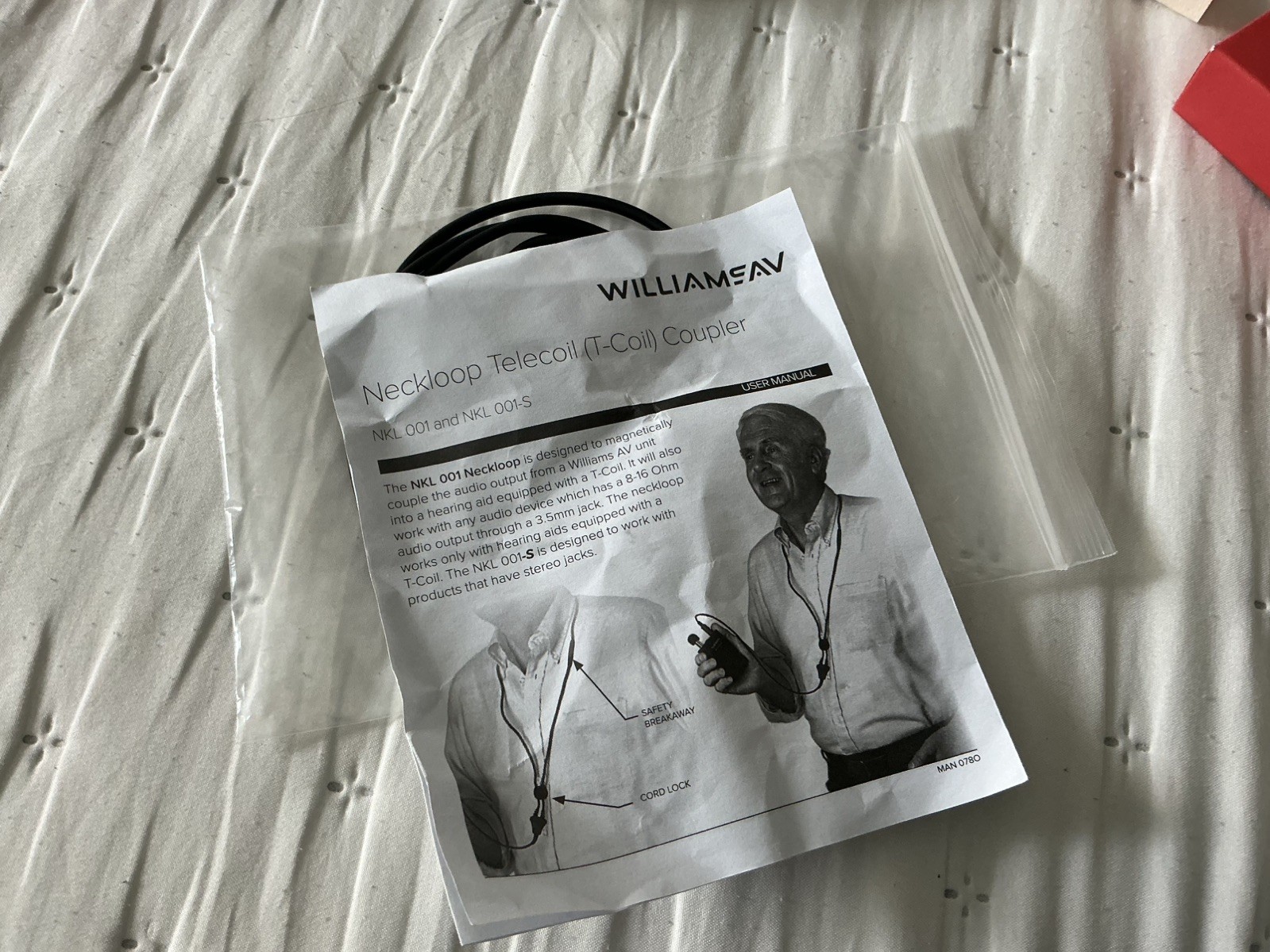 Williams AV NKL 001 Neckloop Telecoil T-Coil Coupler 3.5mm Hearing Aid