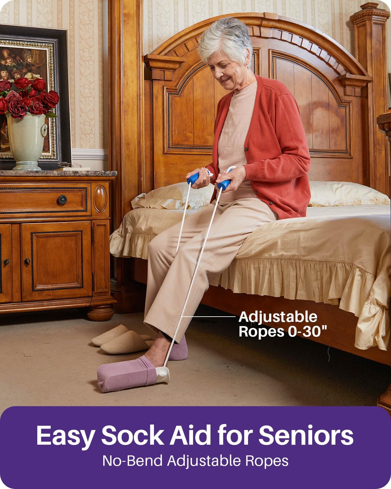 KEKOY 4INCH Sock Aid for Putting on Socks, 4.0 Inch Wide, White