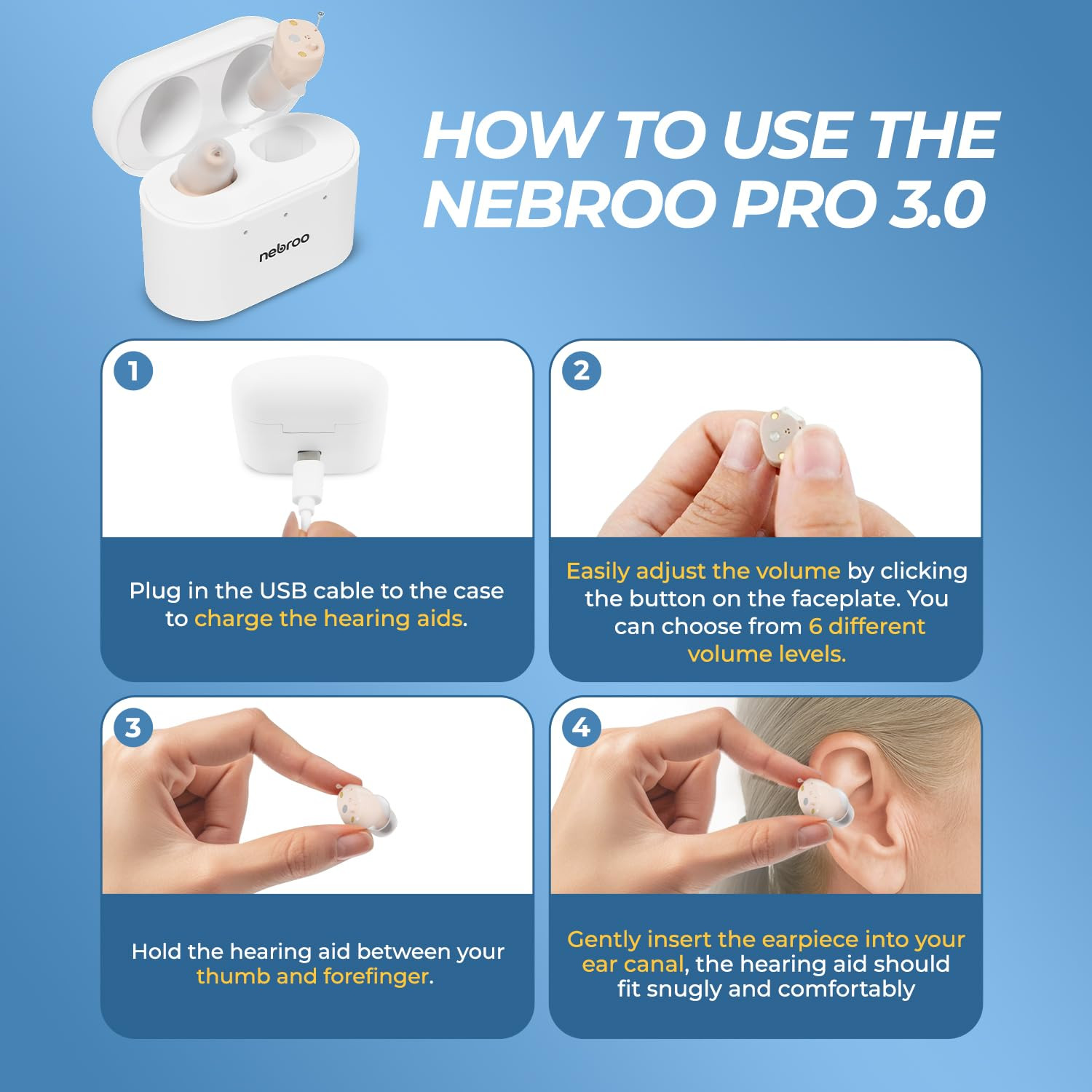 PRO 3.0 Hearing Aids | Comfortable Fit | Hearing Amplifier for Seniors & Adults