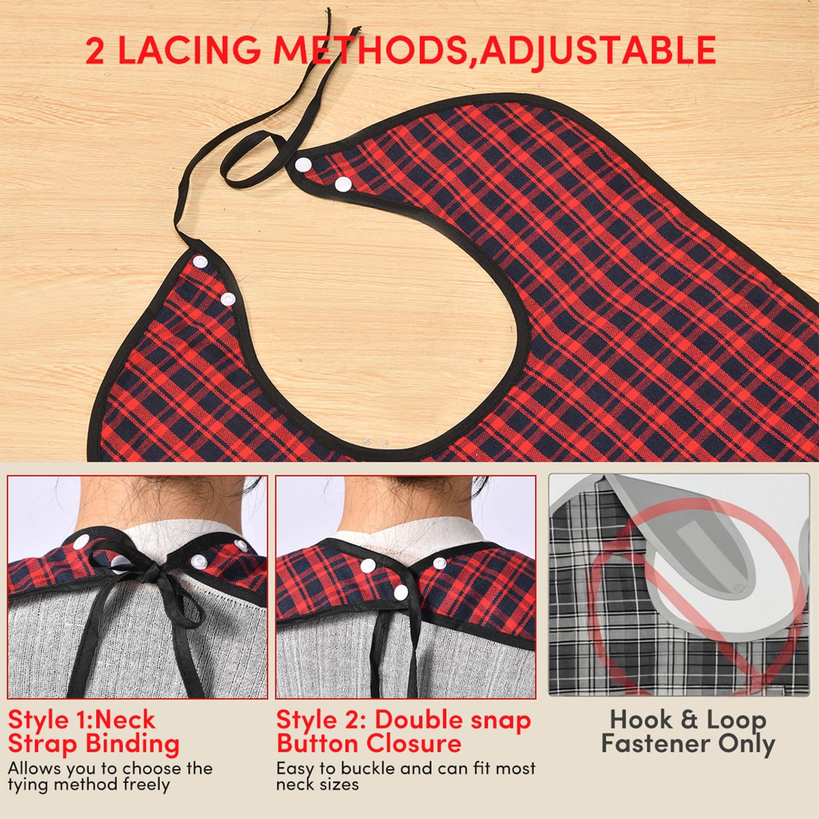 Oulisen 3 Pcs Adult Bibs For Men Women Washable, Reusable Adult, 3 Color