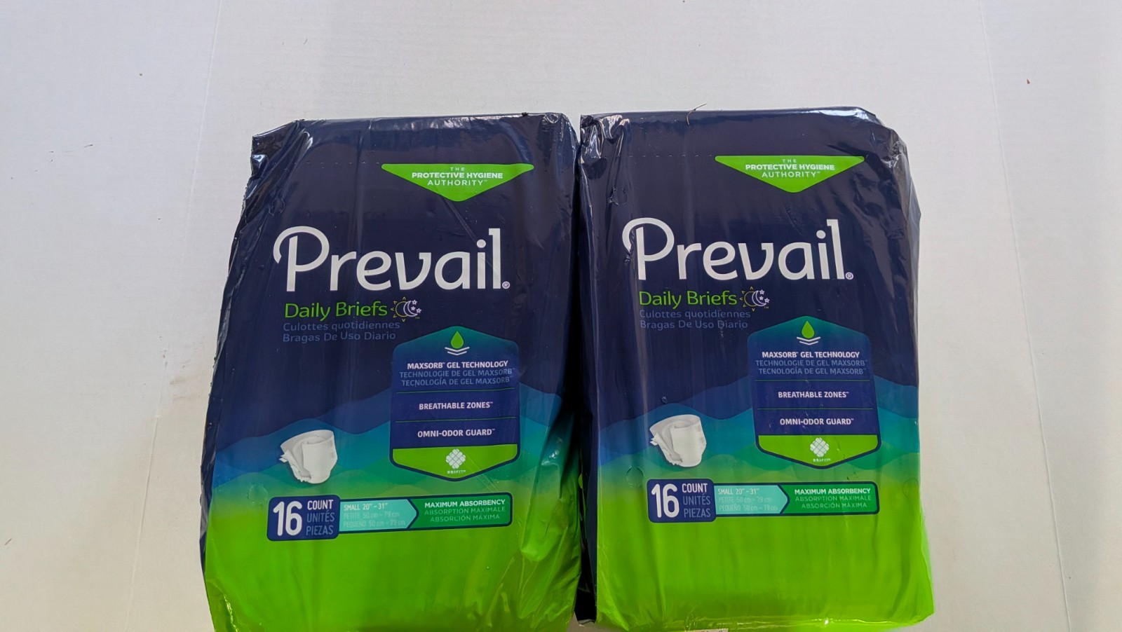Prevail daily breifs – 16 ct each – size small – Quantity – 2