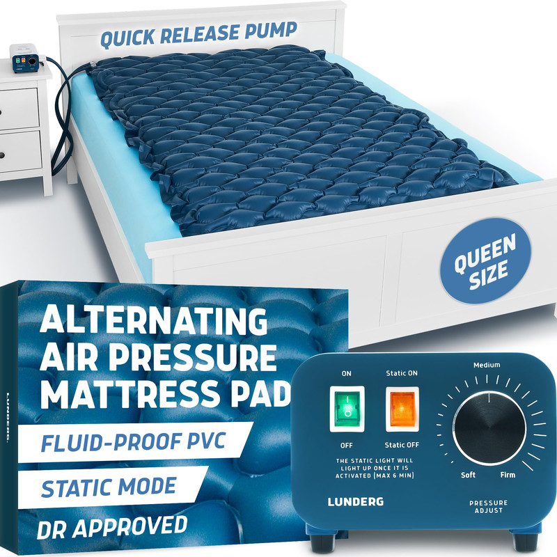 Lunderg Queen Size Alternating Air Pressure Mattress Pad Static Mode –