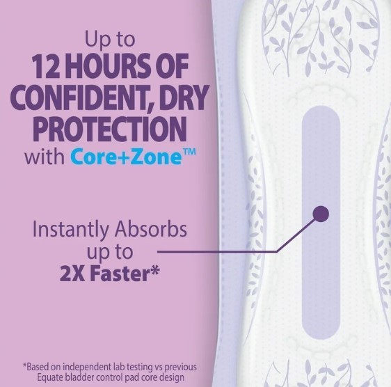 Equate Options Women’s Incontinence Pads Ultimate Absorbency, Long Length 51