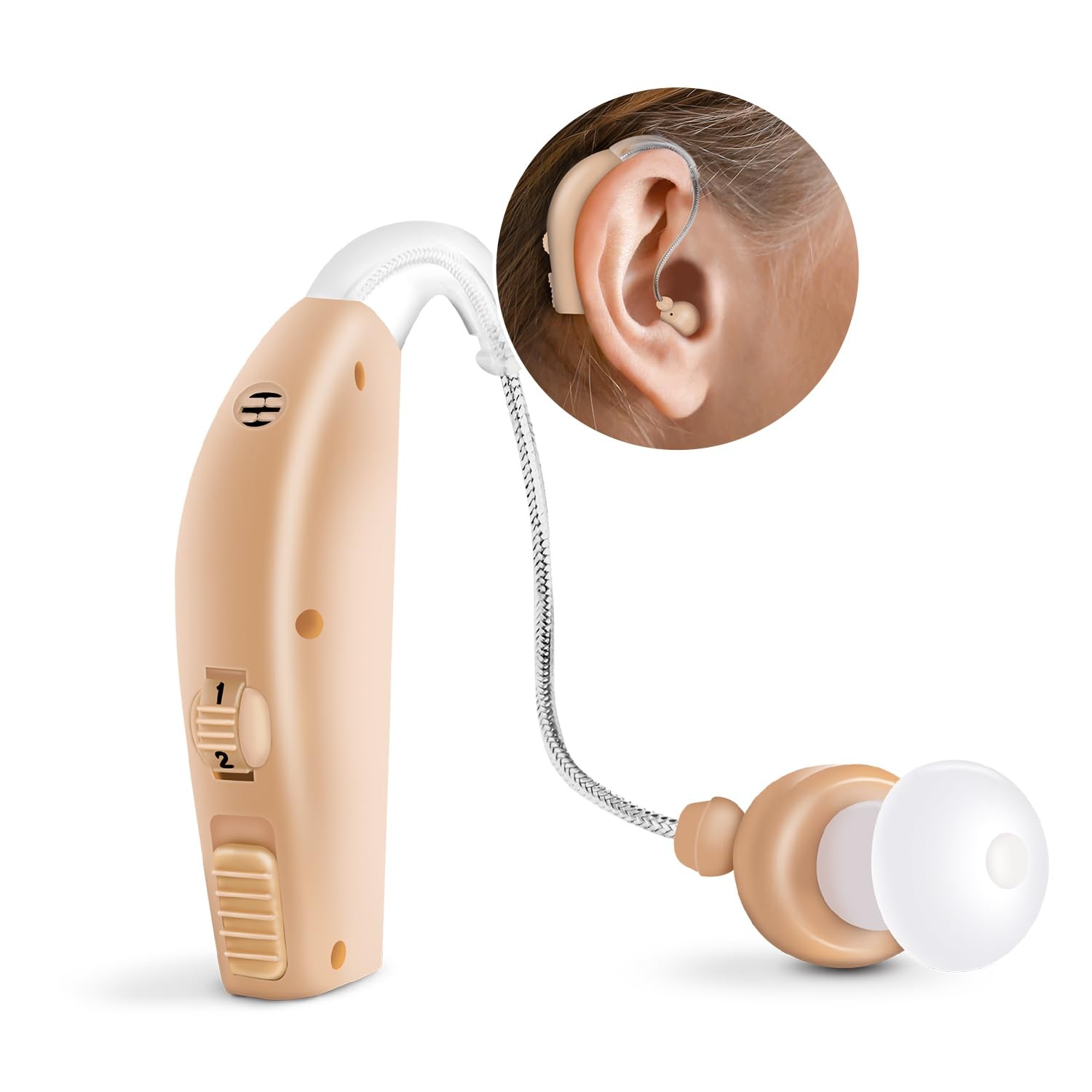 Sound Amplifier 30x Amplification 20 Hours Use Adjustable Volume Nude
