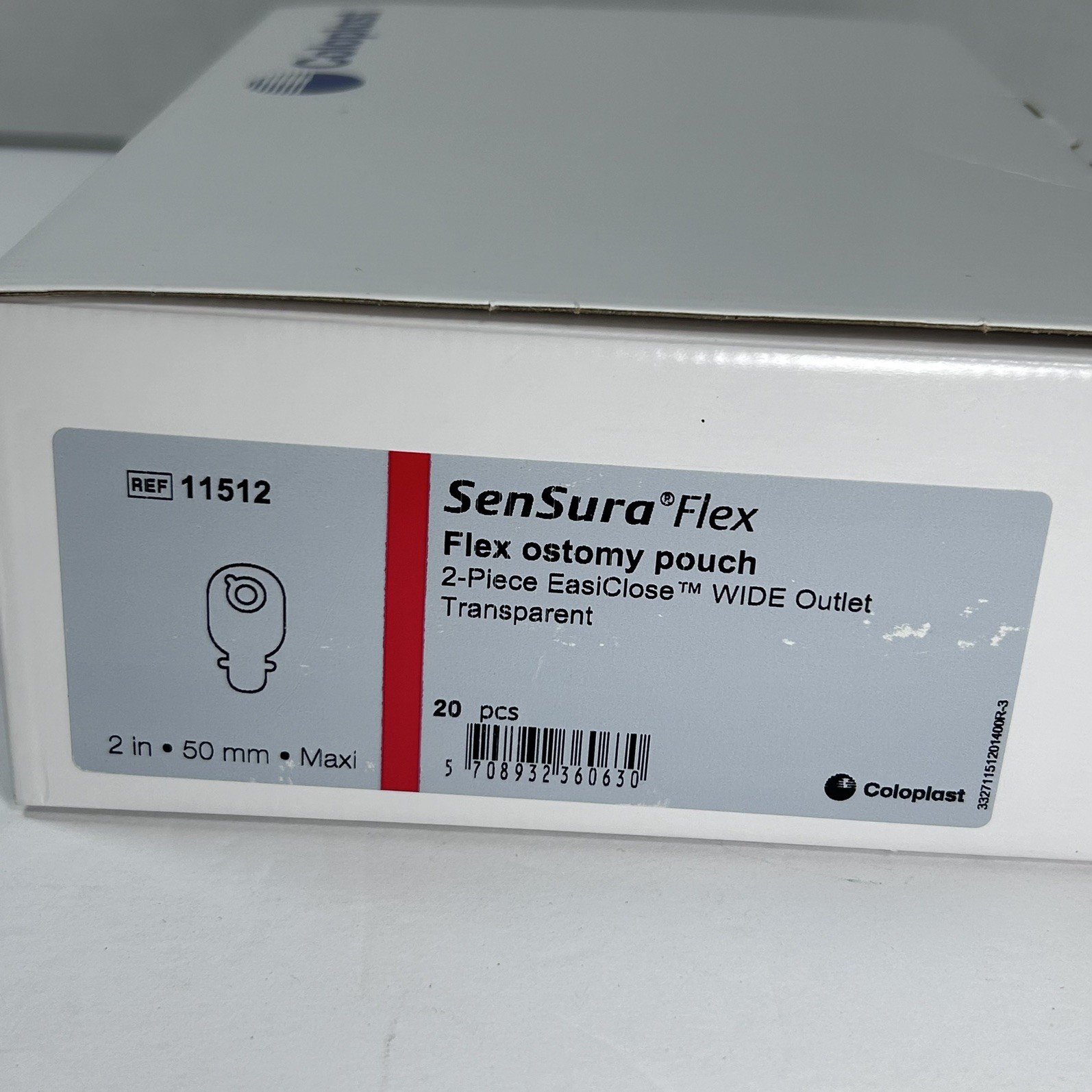 Coloplast 11512 SenSura Flex Ostomy Pouch 2 Piece System Wide Outlet Transparent