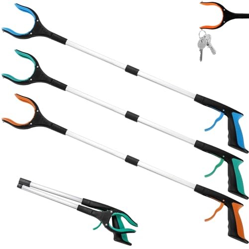 3 Pack Foldable Grabber Reacher Tool for Elderly, 32″ Reacher Grabber Pickup