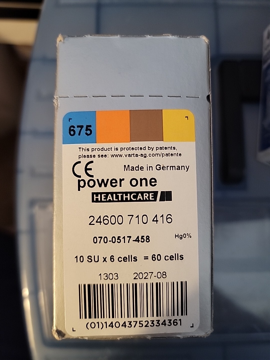 New 60 (unopened box of 10 packs) Power one Hearing Aid Batteries 675 p675