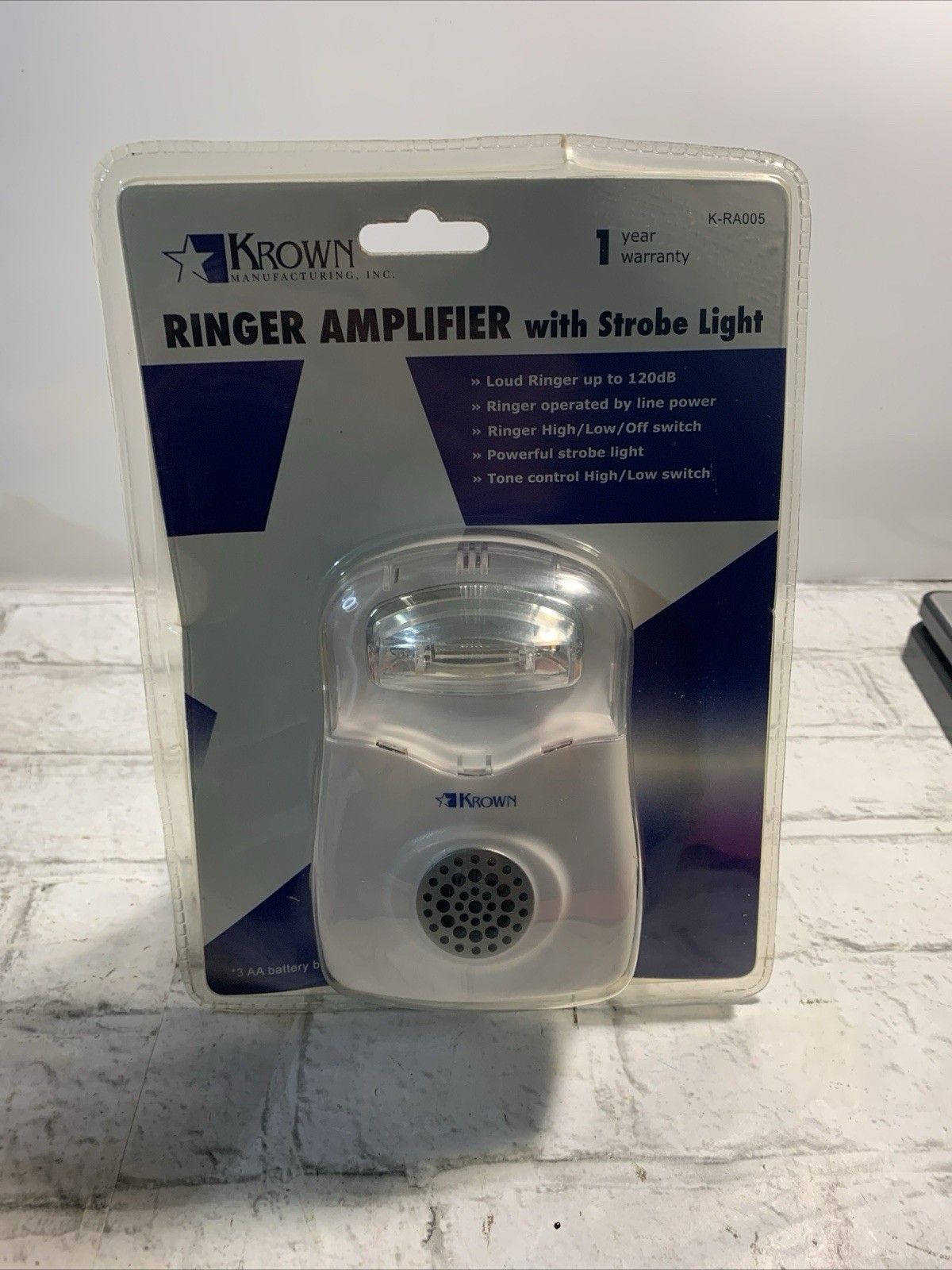 Ringer Amplifier Strobe Light Phone Flasher Home Work 120dB K-RA005 New Sealed