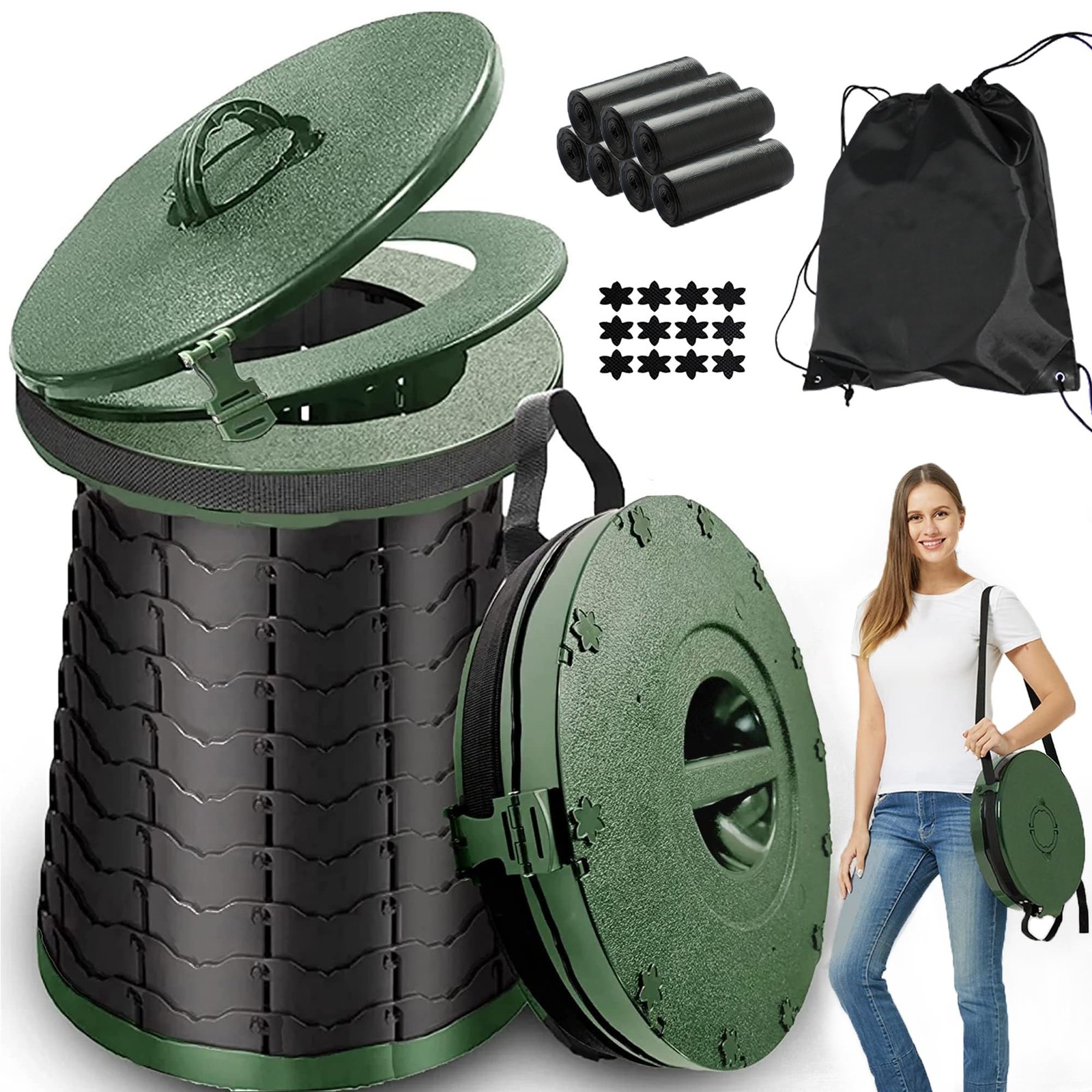 ALEVMOOM XXL Portable Toilet for Camping,880lbs Capacity,19.7″ H Adjustable P…