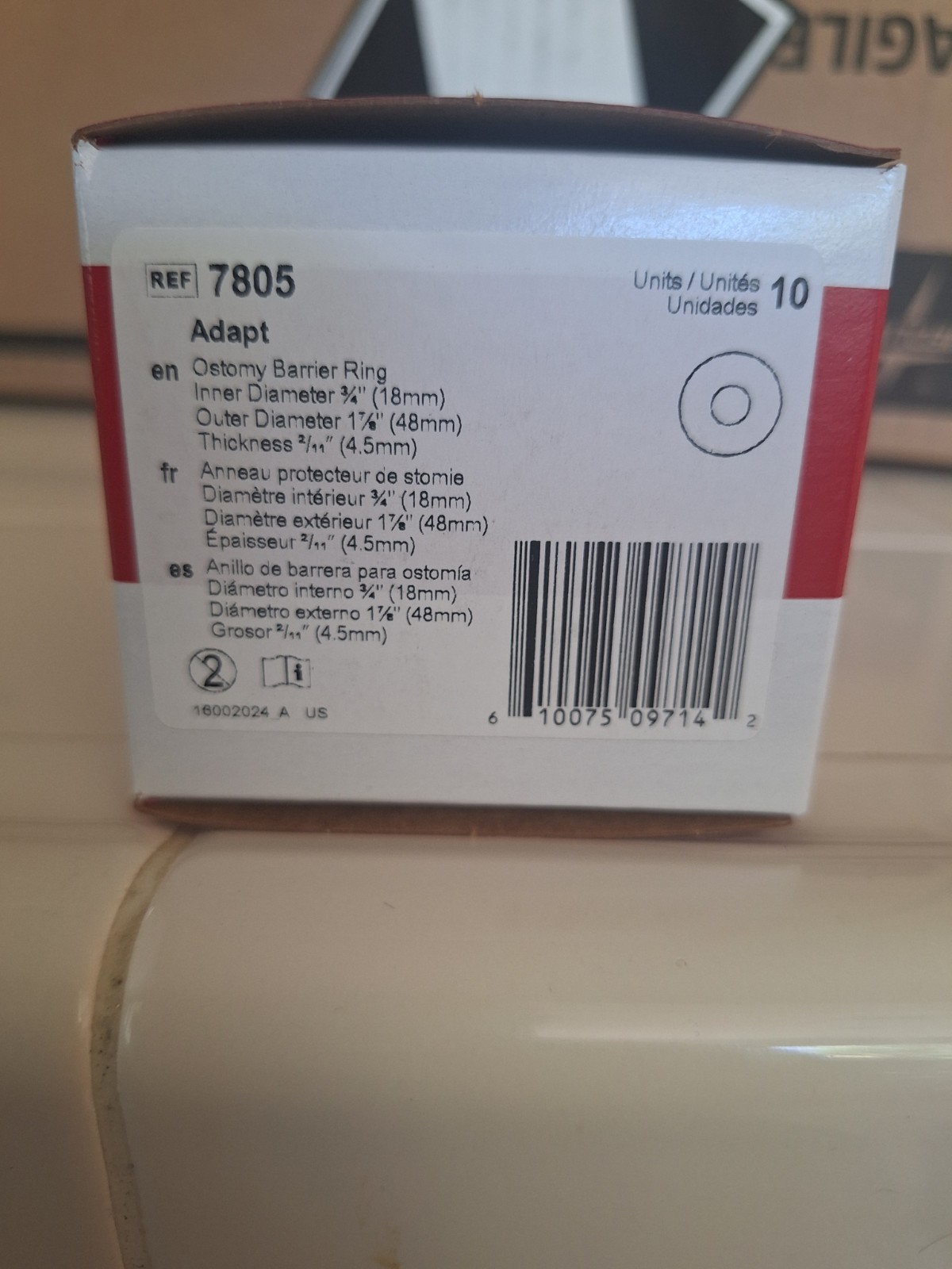 Hollister Adapt 7805 Ostomy Barrier Ring 3/4in (18mm) Hydrocolloid 10