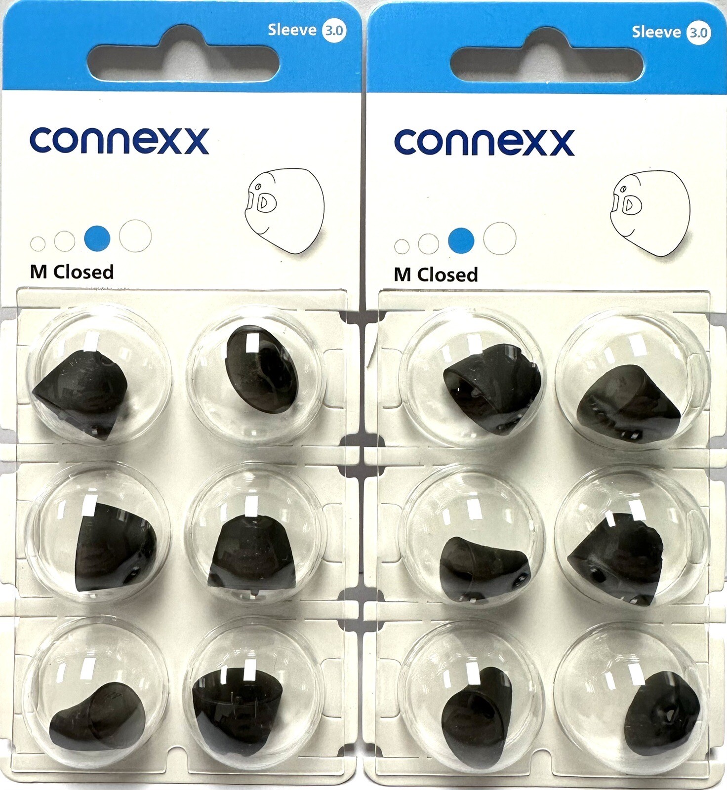2 Pack M Closed Connexx Sleeve 3.0. Fits Signia Rexton Widex Miracle Ear. Medium