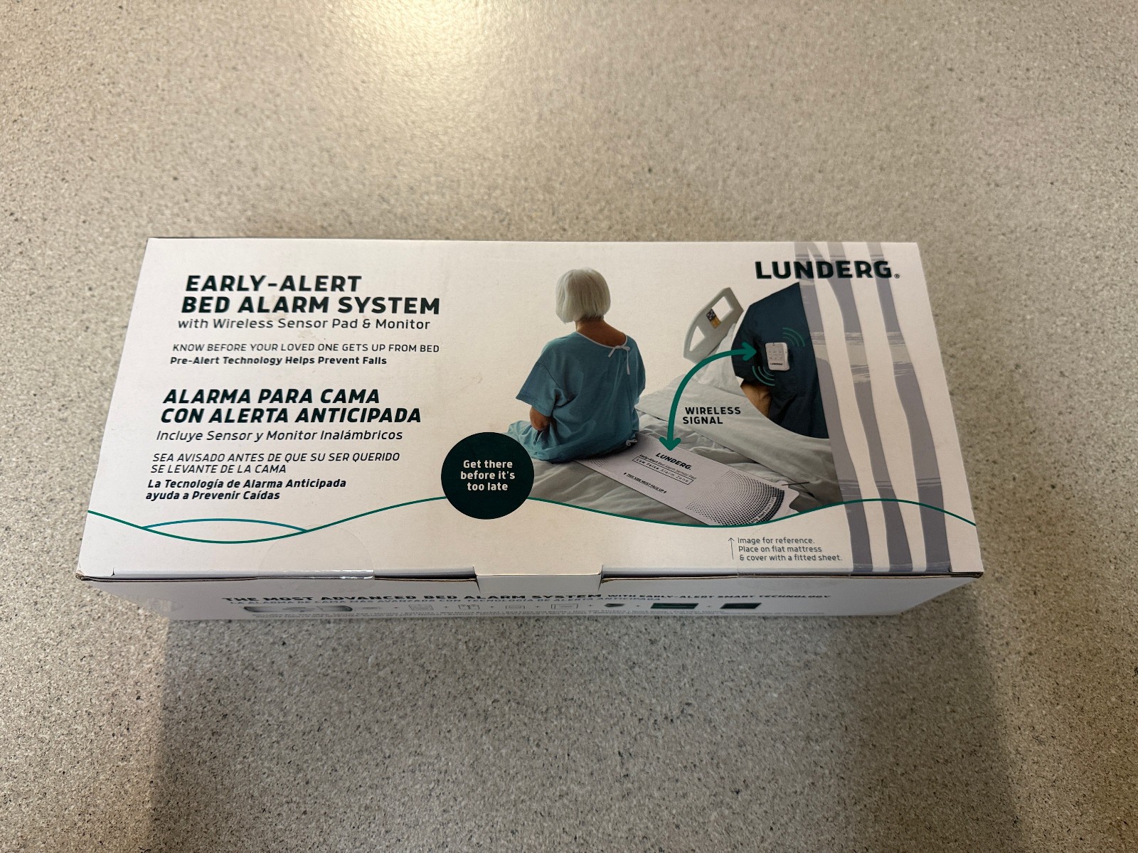 Lunderg Early Alert Bed Alarm System With Wireless Sensor Pad And Monitor. NEW