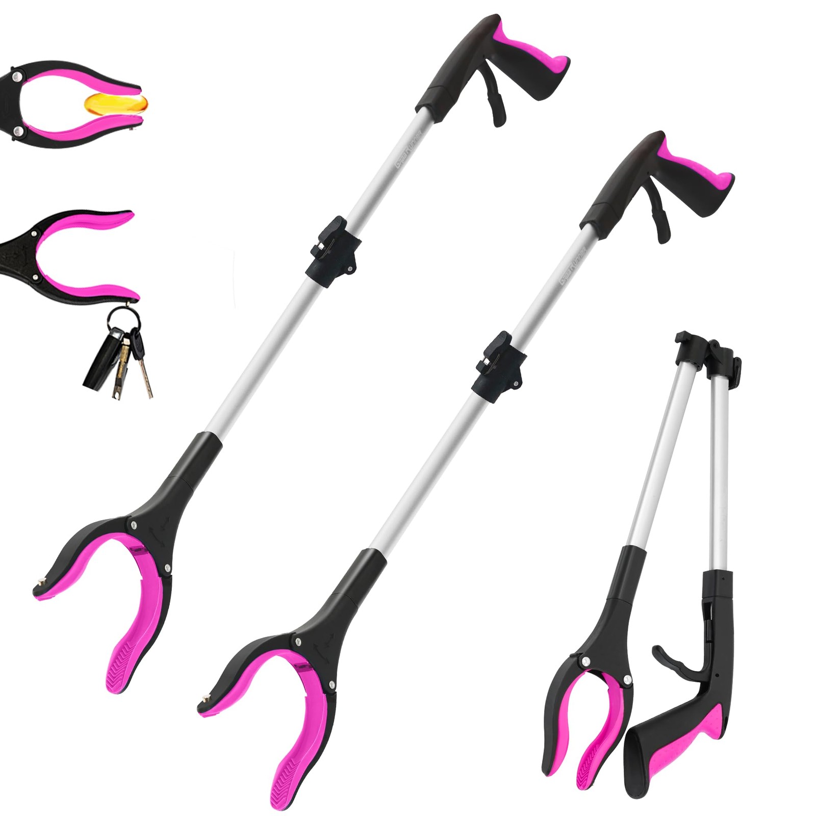 Grabber Tool 2 Pack 32 inch Strong Magnetic Swivel Head New Pink