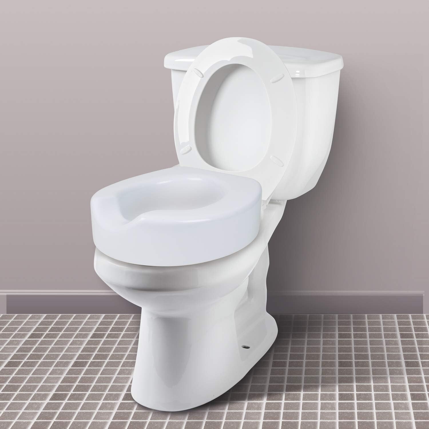 CAREX Quick-Lock Raised Toilet Seat Adds 4″of height to the toilet seat (190)
