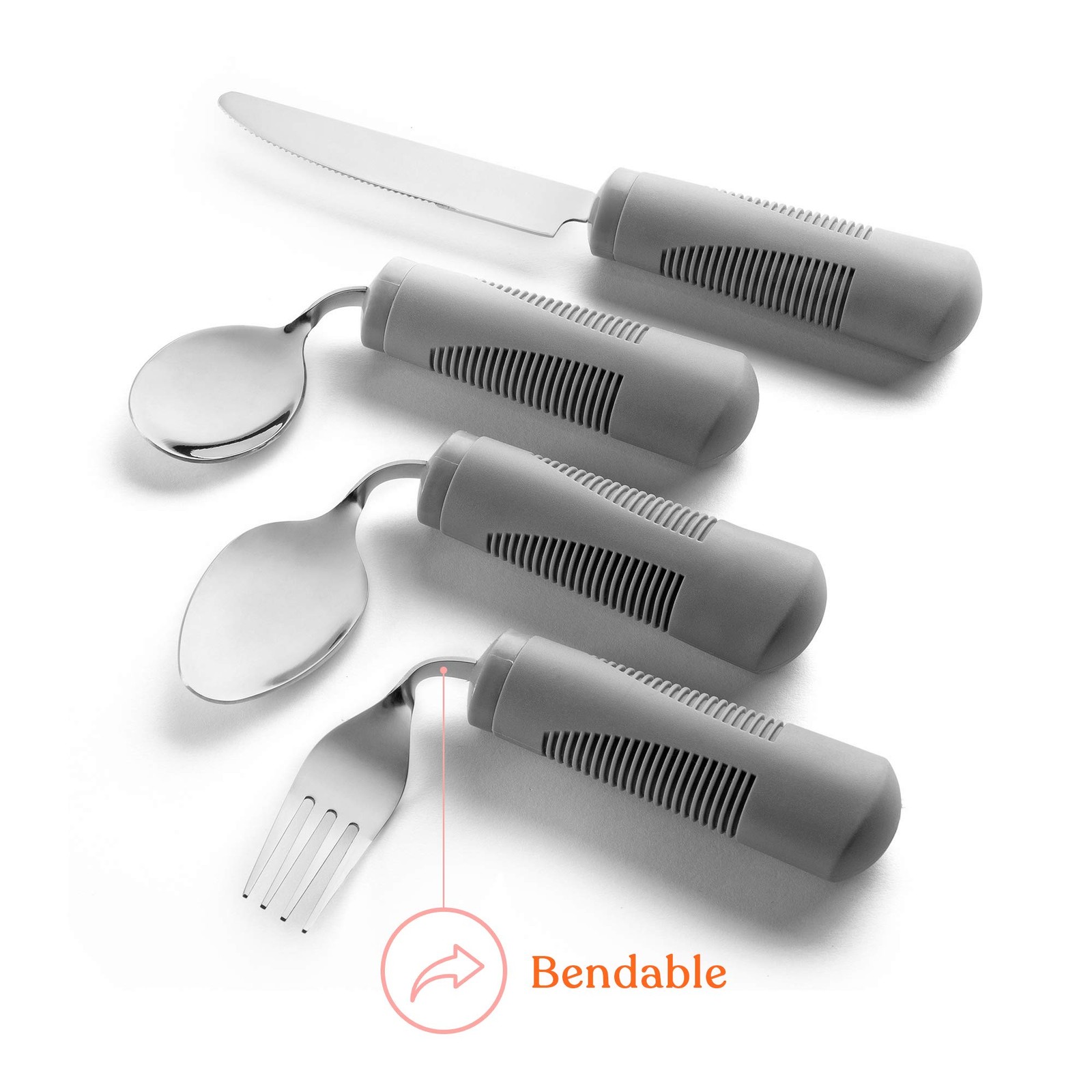 Adaptive Utensils (4-Piece Kitchen Set) Weighted, Non-Slip Handles for Hand T…