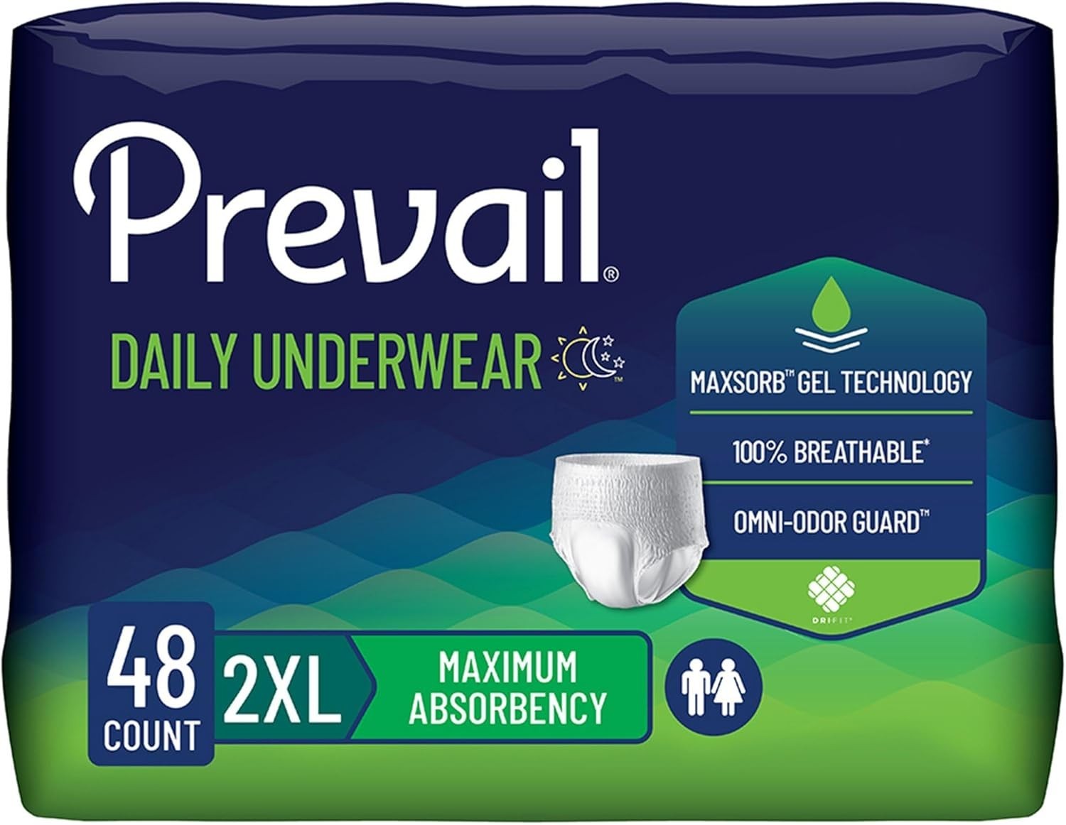 Incontinence Underwear for Adults Unisex Disposable Max Absorbency 48 Pack