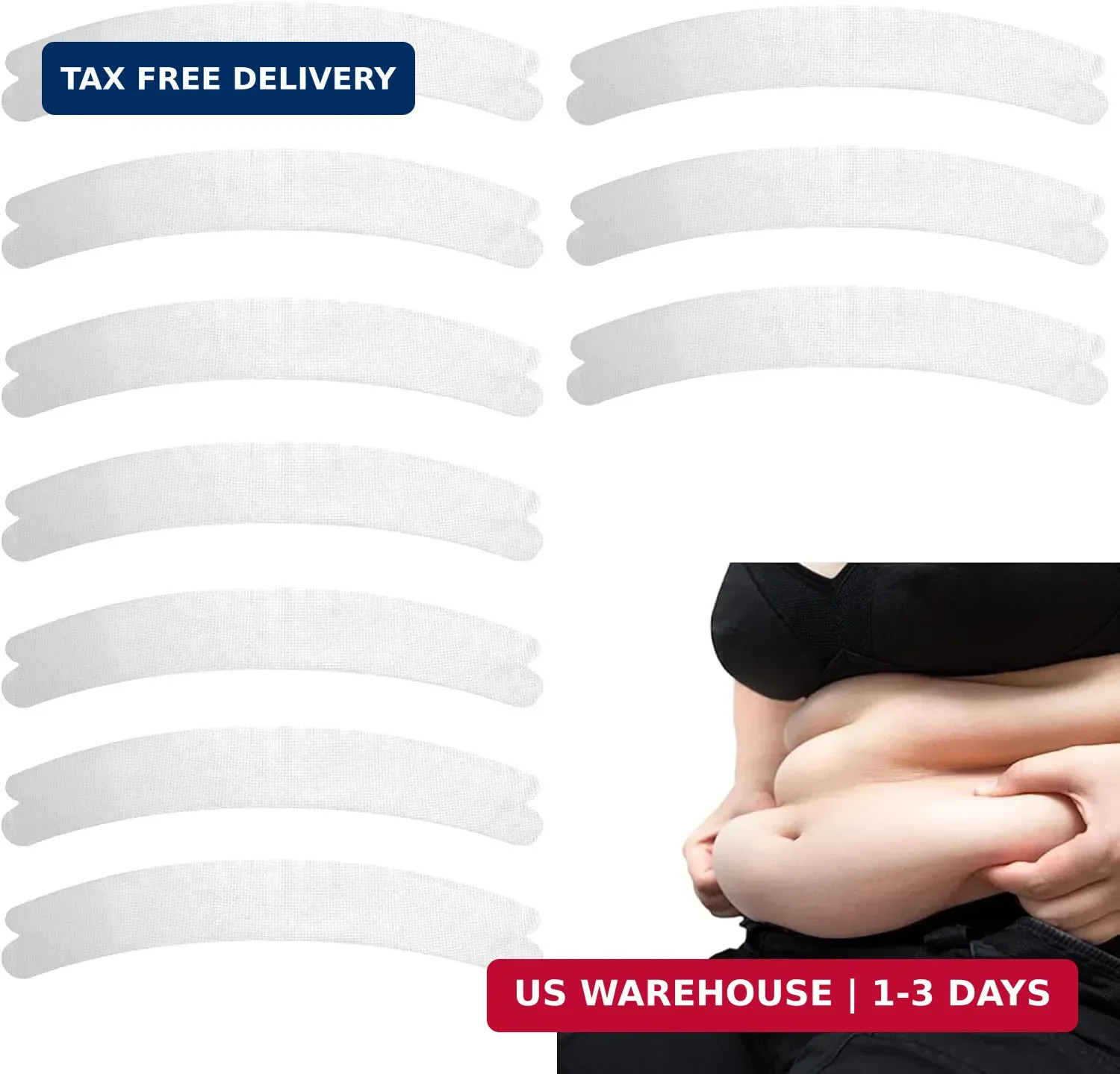 10 Pcs Cotton Tummy Liners for Sweat Rash Under Belly Disposable, 69x11cm Plus S