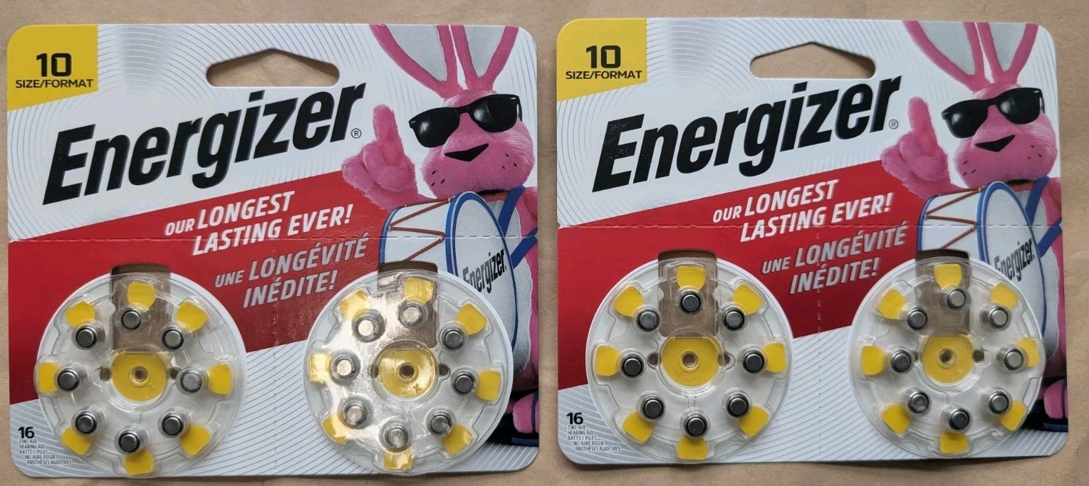 32 Energizer Size 10 Hearing Aid Batteries (2 x AZ10DP-16) New Yellow Exp 7/2027