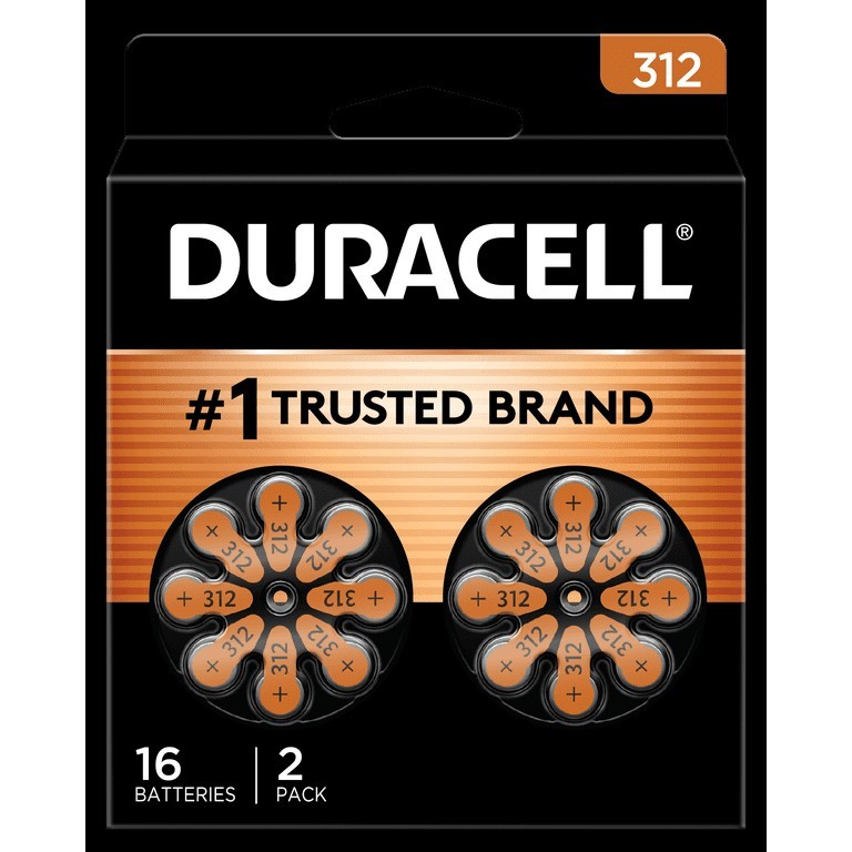 Duracell Size 312 Hearing Aid Batteries Zinc-Air 1.45V 16 Pack 2 Pack