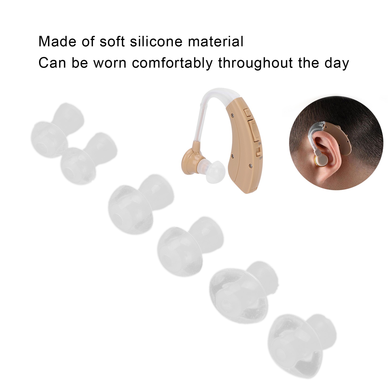 6pcs Hearing Aid Earplug Soft Silicone Replacement Buds For All-Day Comfort