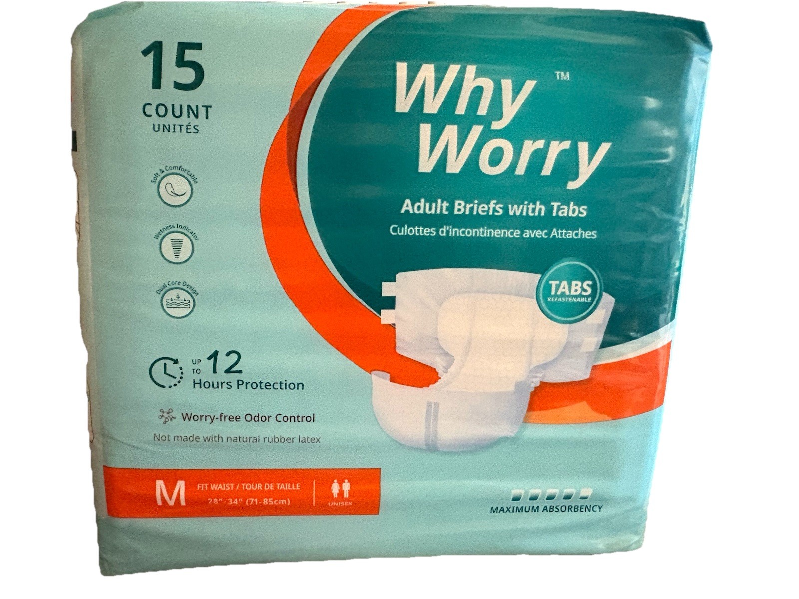 Why Worry Briefs Adult Brief Diapers Medium – 60Count