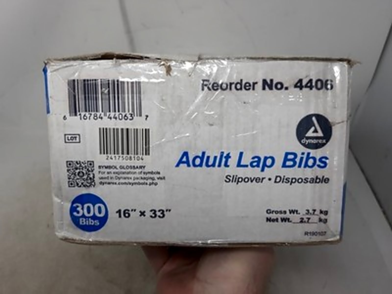Dynarex 4406 Adult Lap Bibs Slipover Disposable 300/Case 16×33 Clothing 300-Pack