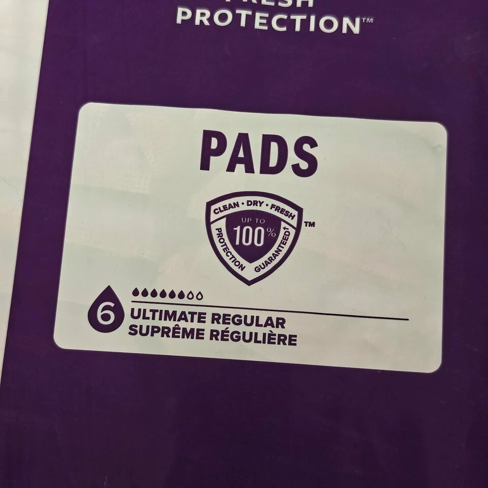 Poise #6 Ultimate Surpreme Pads Regular Length 56 count New in Package
