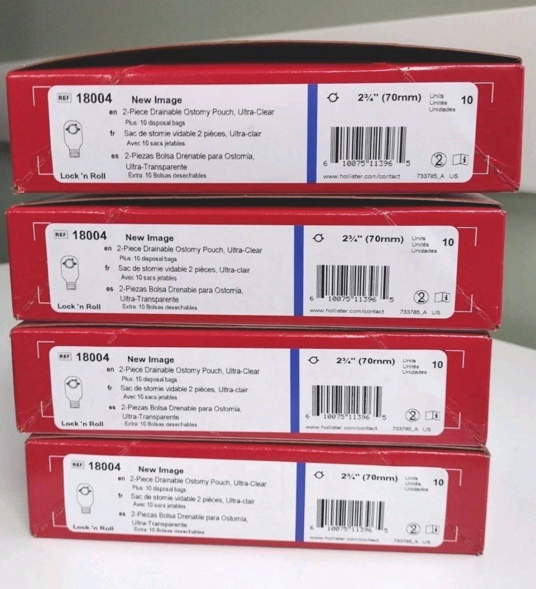 4 Boxes Hollister 18004 2 Pc. Drainable Ostomy Pouch, 2 3/4” 70mm EXP 2030