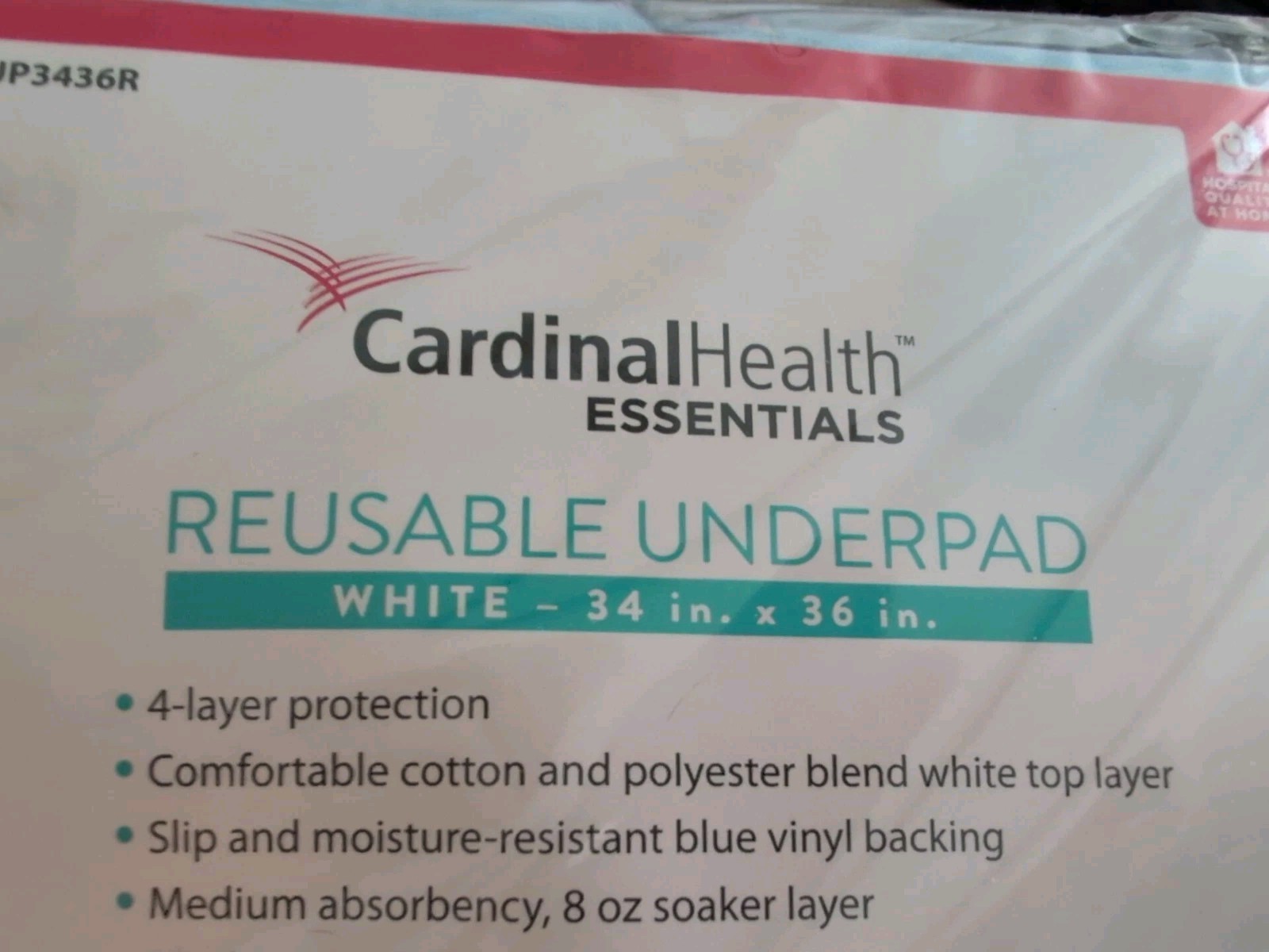 3 Cardinal Health Essentials Reusable Underpad, Size 34x36in.