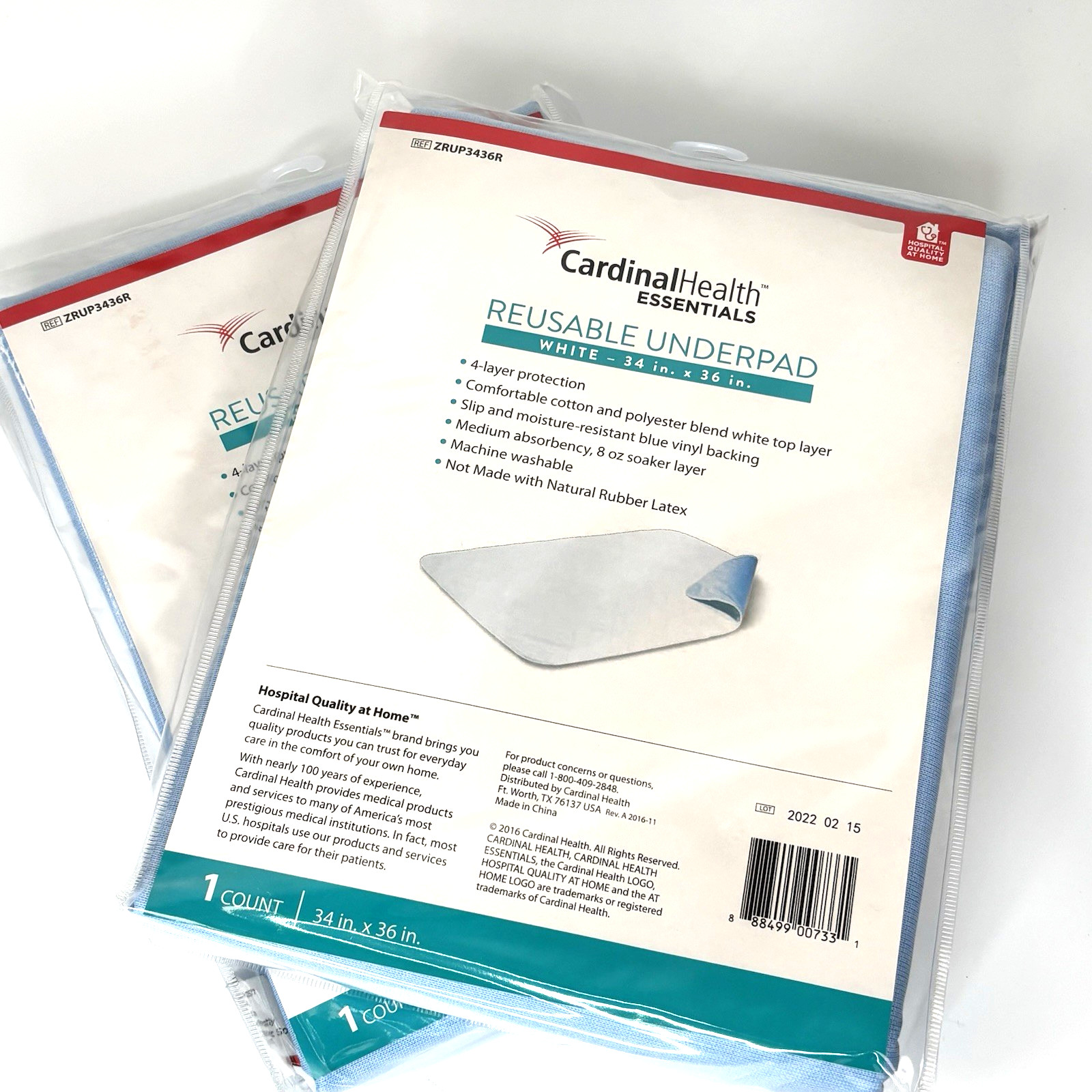(2) NEW Cardinal Health Essentials 34×36 Reusable Underpad Bed Pads – ZRUP3436R