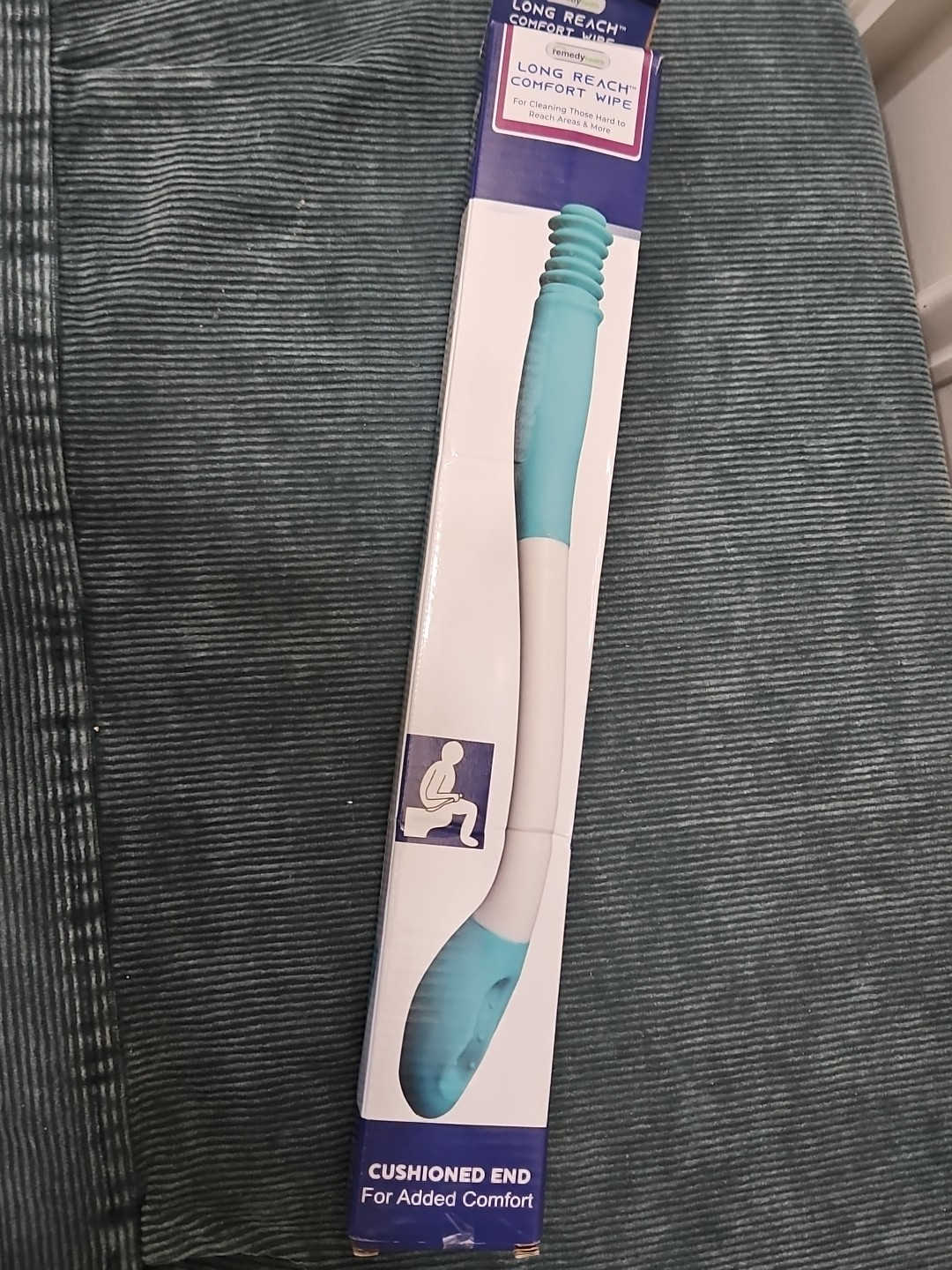 NIB Remedy Health Long Reach Cushioned End Comfort Wipe – White & Teal
