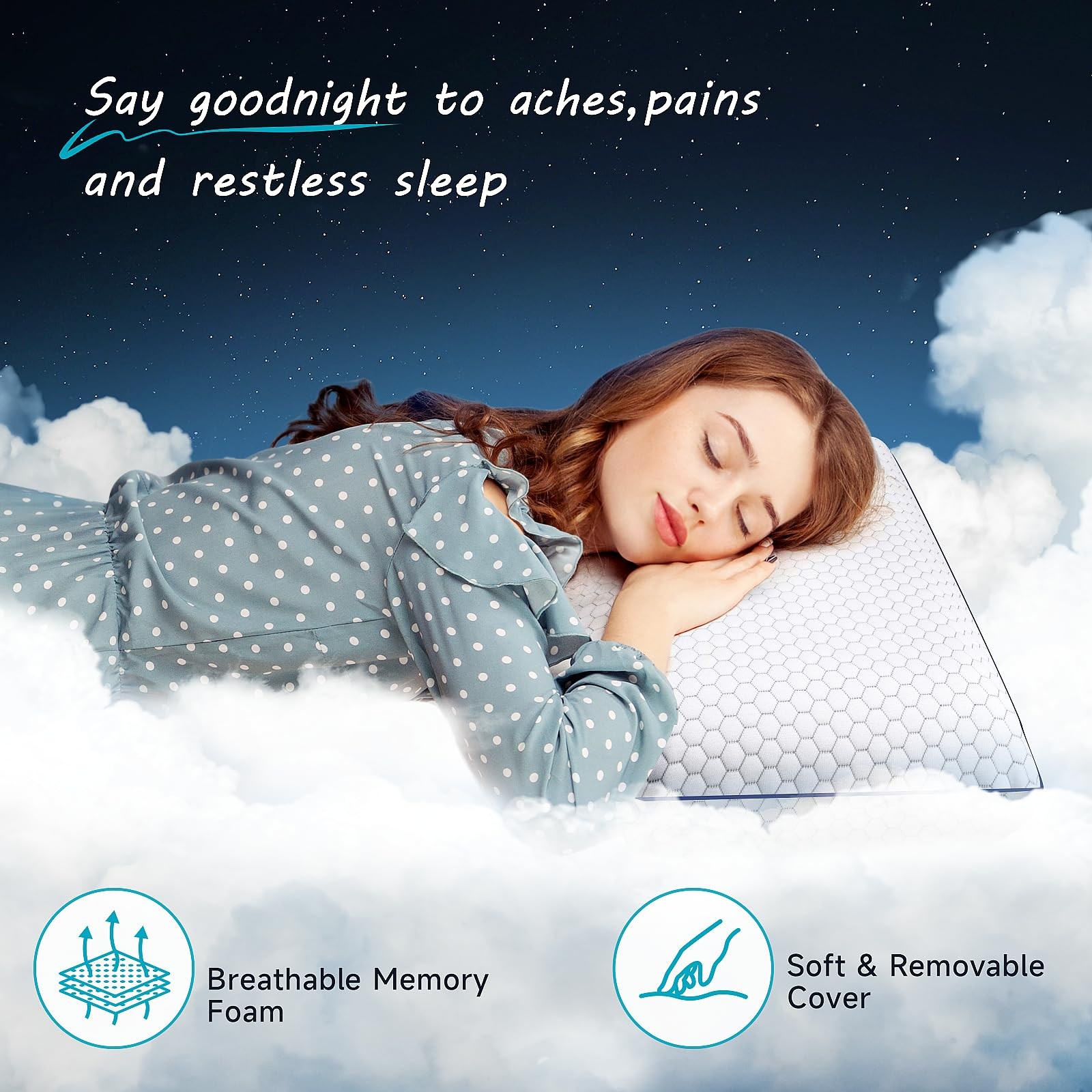 Cushyoasis Memory Foam Pillows For Side Back And Stomach Sleepers Bed Pillow