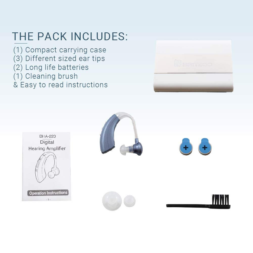 Digital Hearing Amplifiers Qty 2 (Modern Blue) 500Hr Battery by BHA-220D