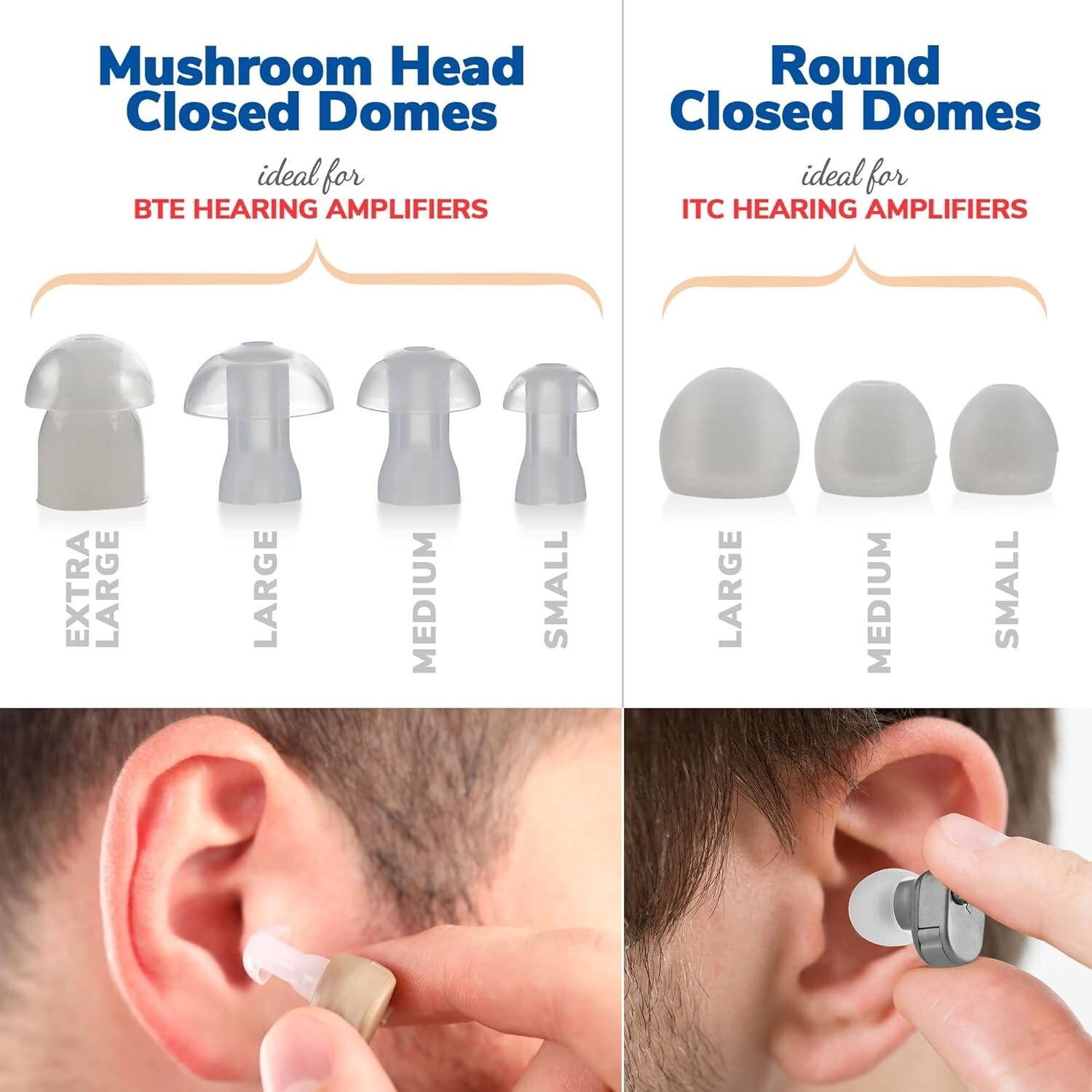 Premium Silicone Hearing Aid Domes – Quick-Fit Ear Tips in All Sizes – 39 Pieces