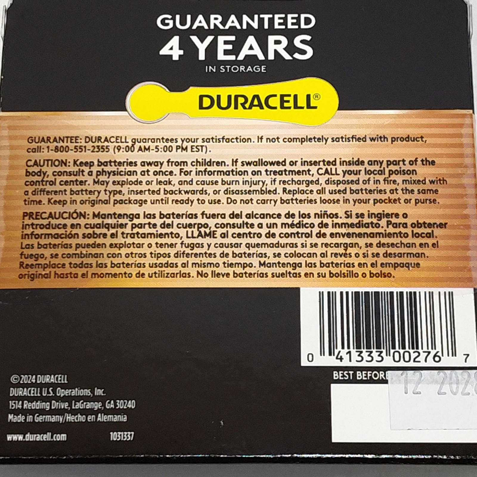 Duracell Size 10 Hearing Aid Batteries Zinc Air 1.45V 16-Pack Long-Lasting Power