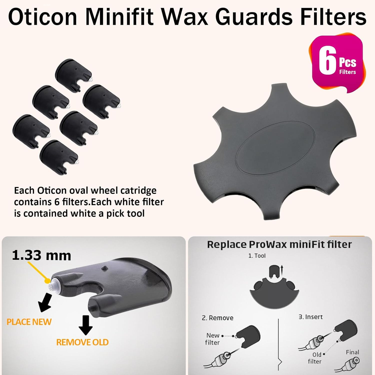 （30 Pcs）Minifit Prowax Wax Guards Filters for Oticon Hearing Aids,Oticon Hearing