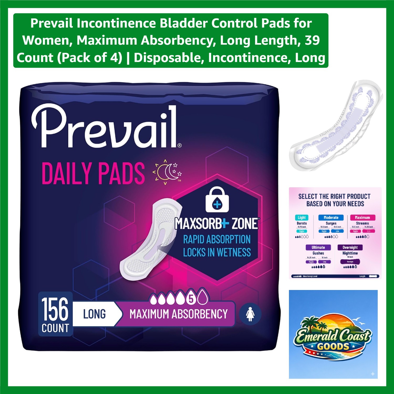 Incontinence Bladder Control Pads for Women, Maximum Absorbency, Long Length,…