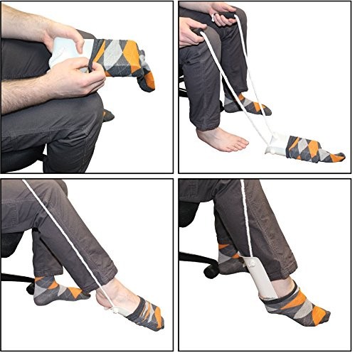 Deluxe Sock Aid – Sock Helper with Foam Handles – Dressing Aid for Seniors, Disa