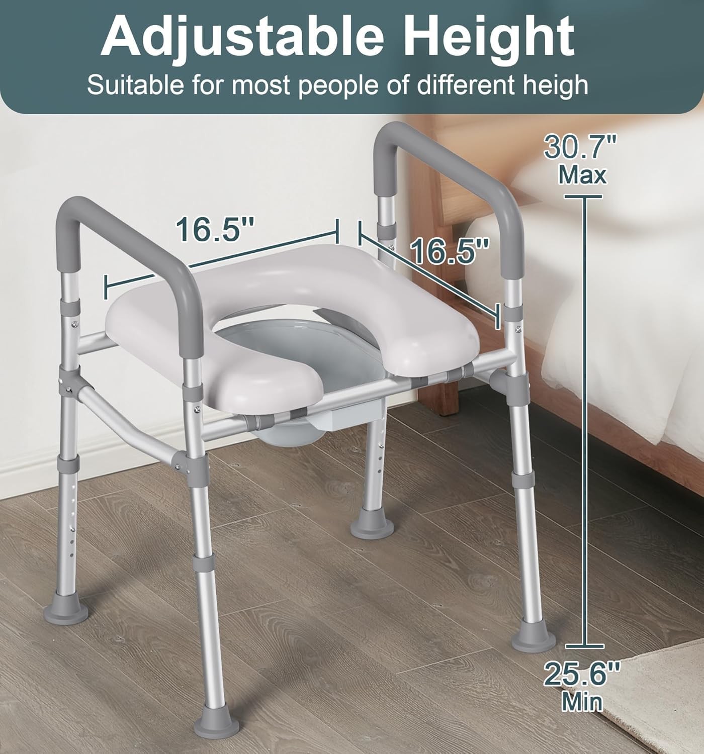 Homland Raised Toilet Seat Handles 500Lb Toilet Seat Riser For Seniors Bedpan