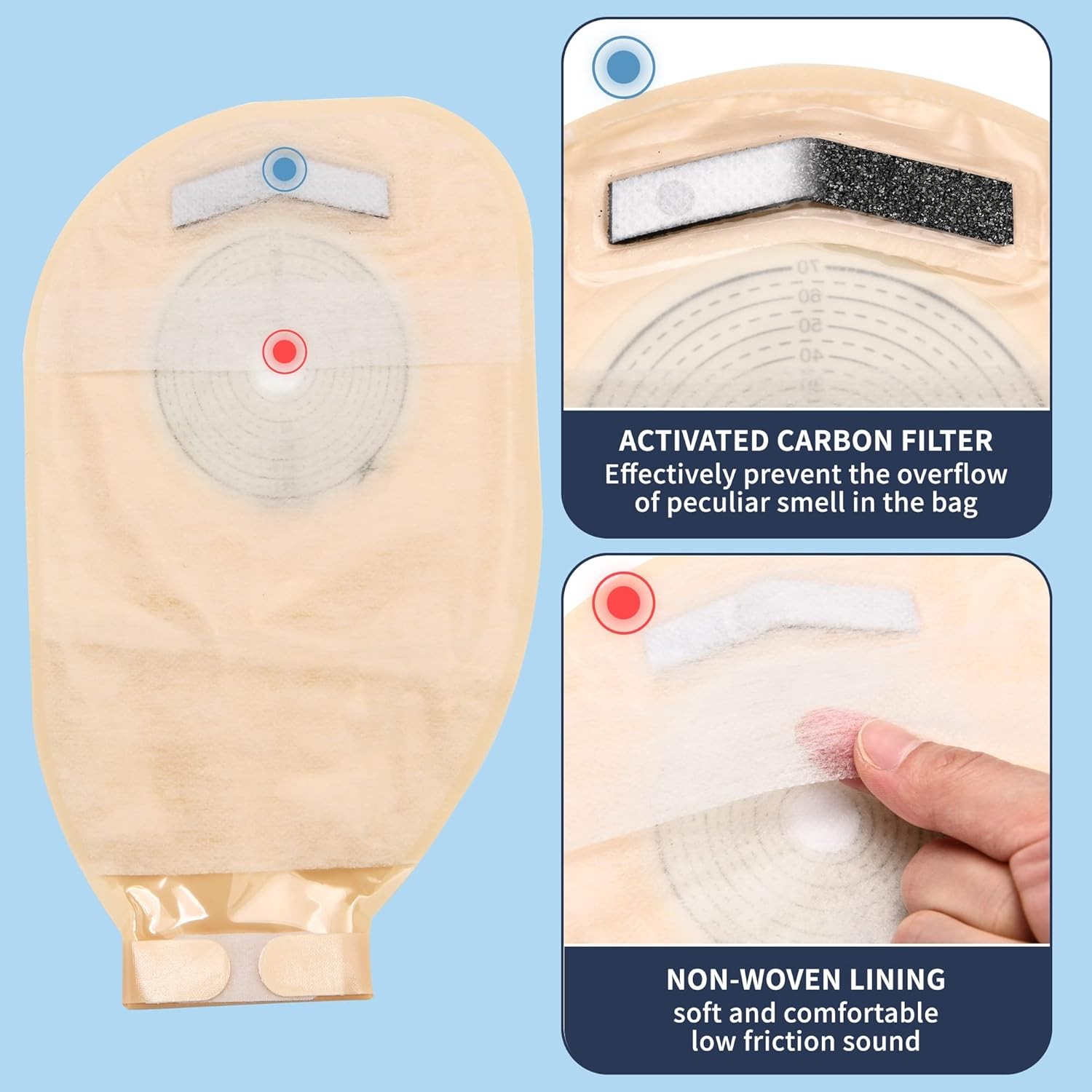 Colostomy Bags One-Piece Ostomy Bags 20mm-70mm Cut to Fit Ostomy Supplies