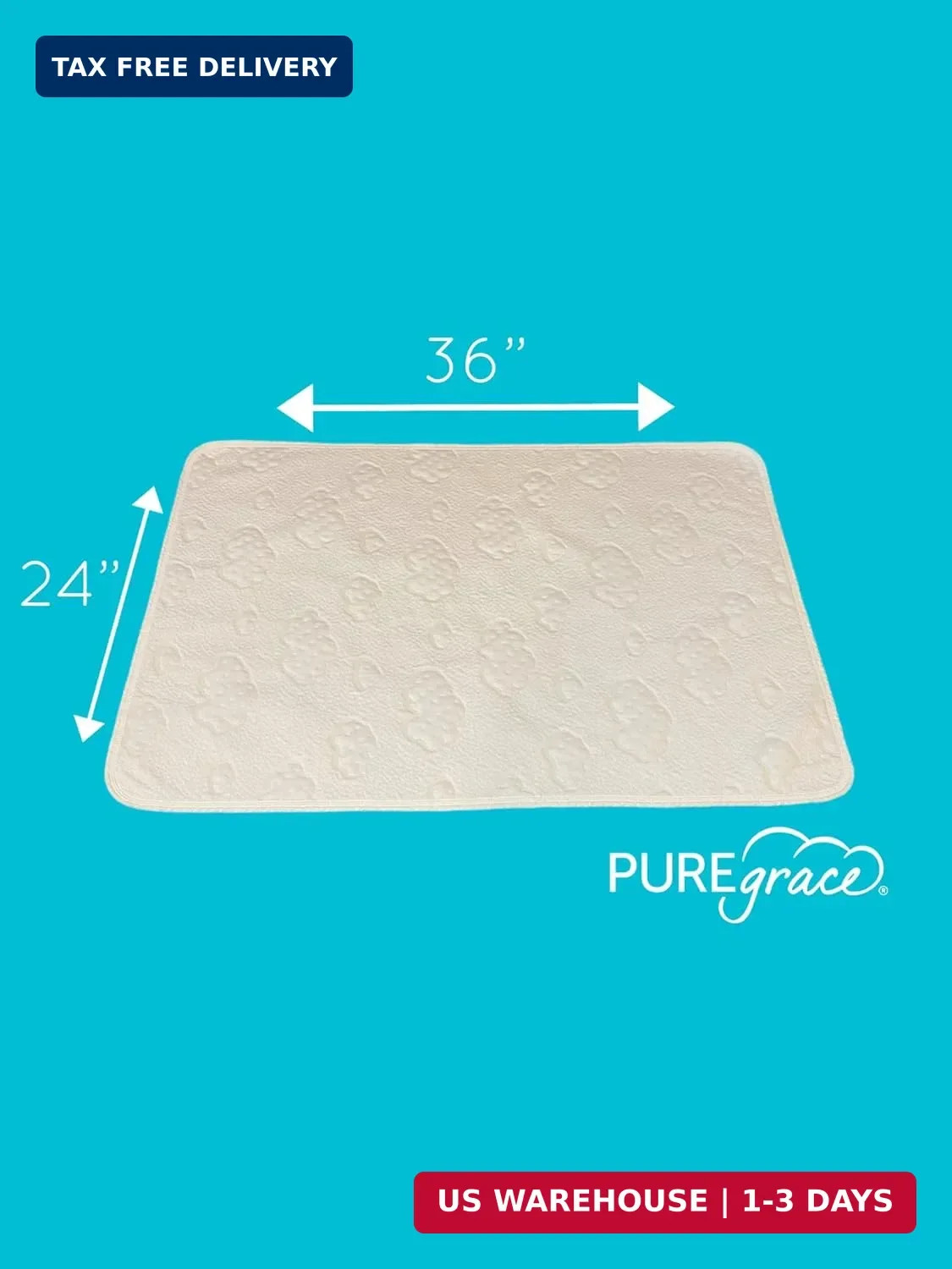 PUREgrace Tencel Waterproof Bed Pad – (36″ x 24″) Washable and Reusable for Inco