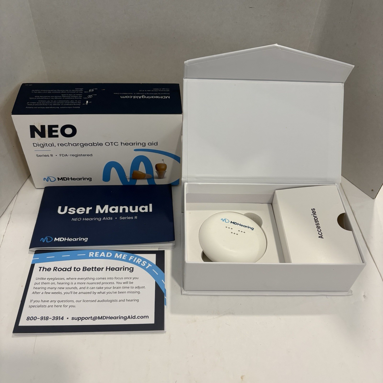 MD Hearing Aids NEO Digital Rechargeable Wireless OTC Hearing Aids & Charger