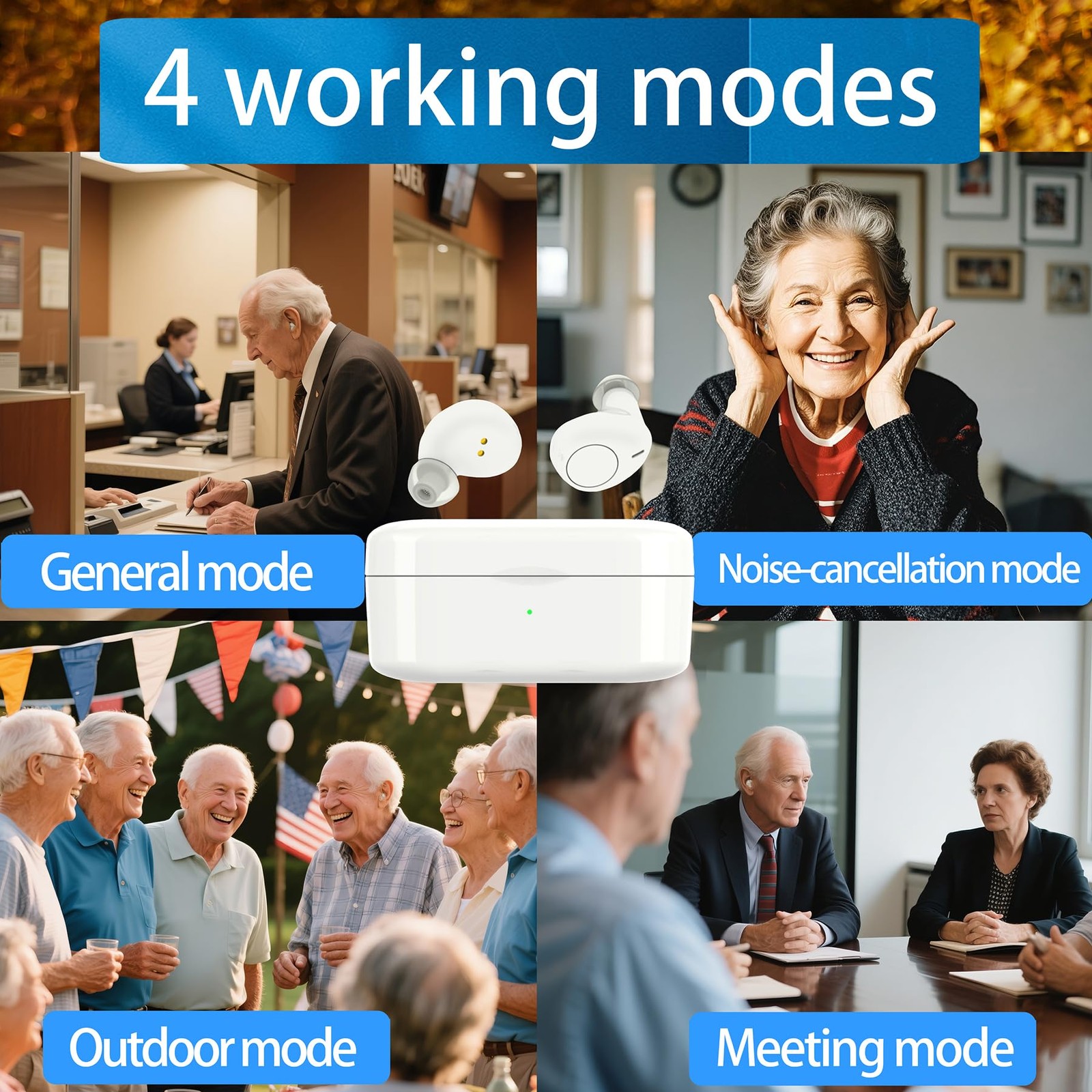 OTC Hearing Aids for Seniors Rechargeable 32-Channel 4 Modes 120Hrs Life